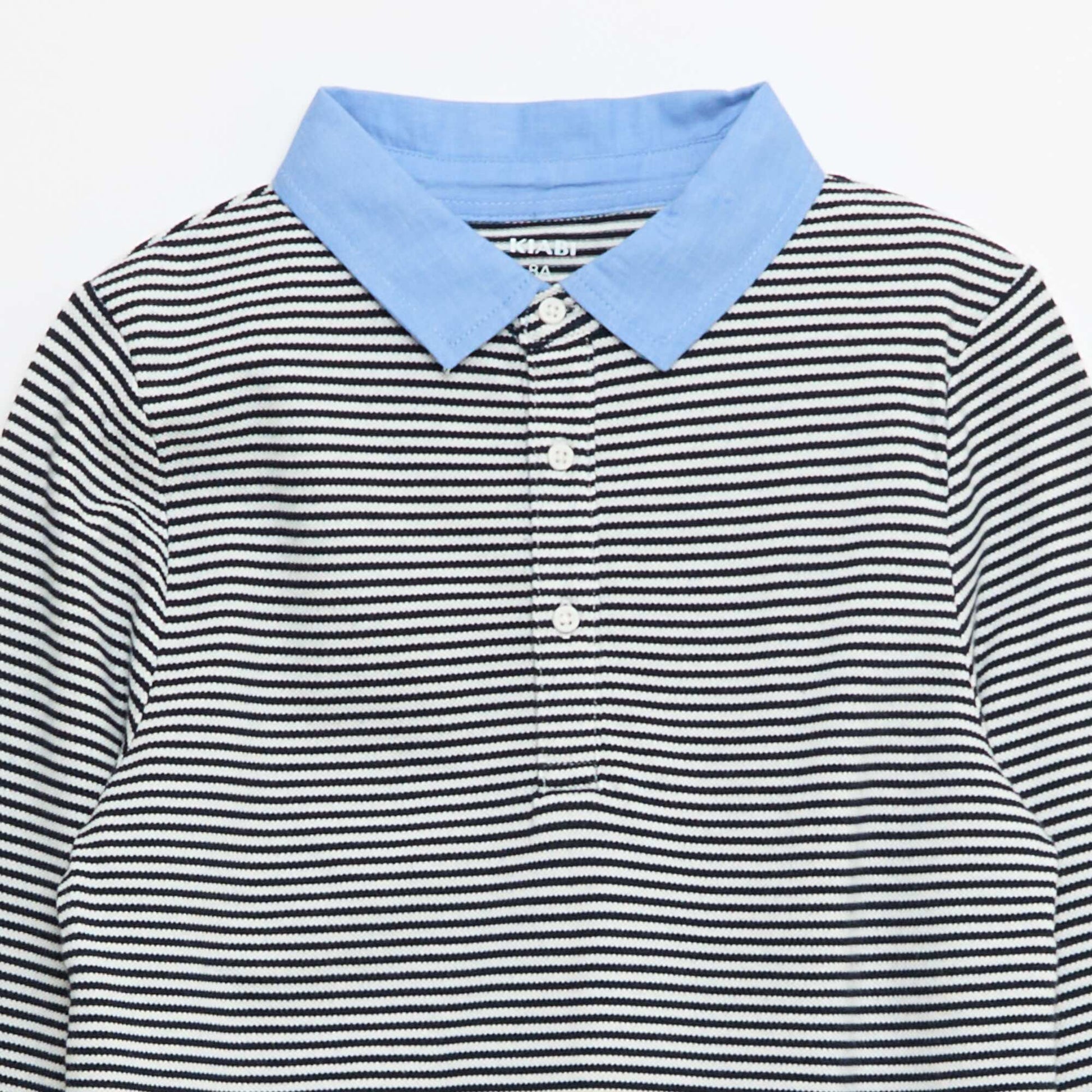 Polo piqué 2 en 1 rayé en coton BLANC