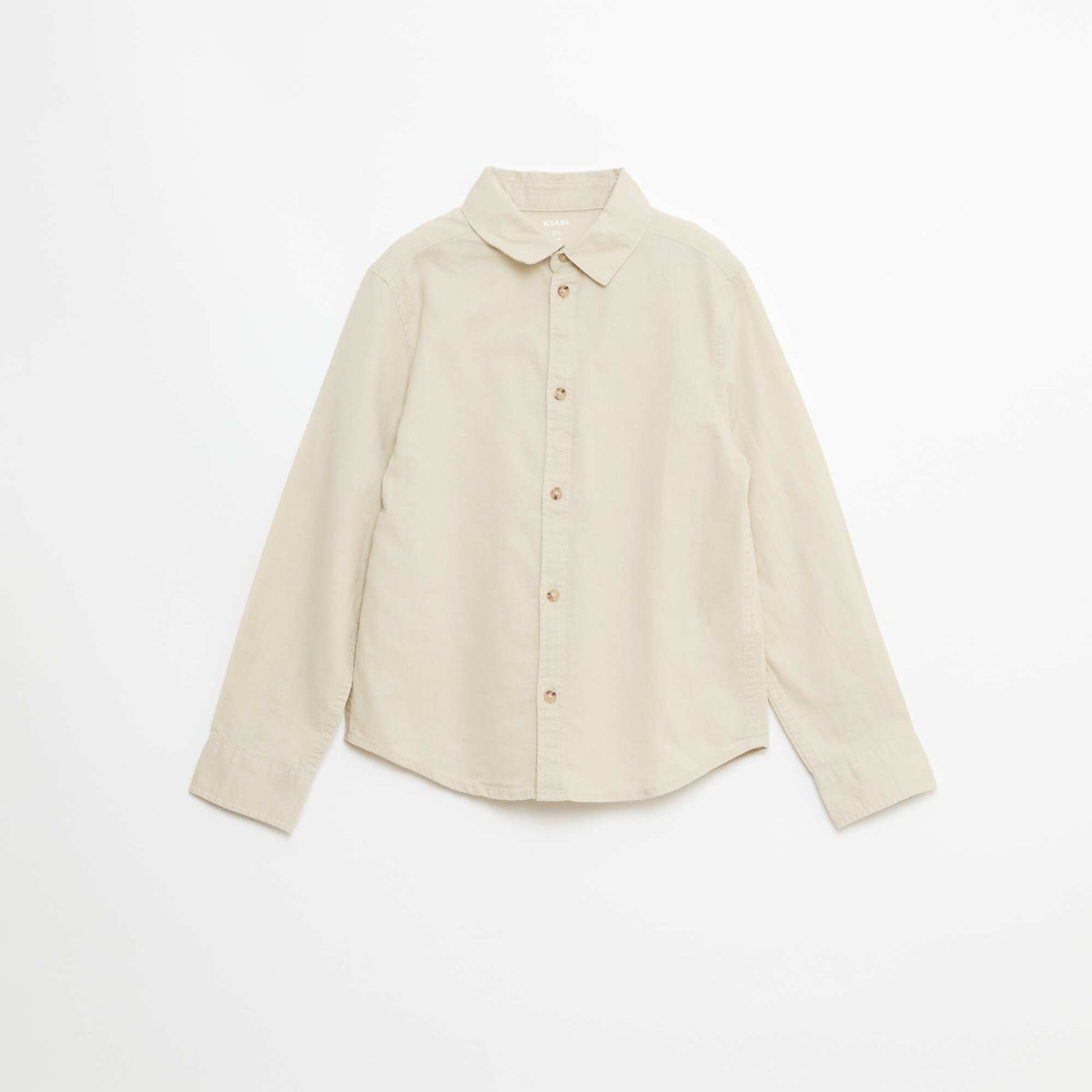 Chemise regular en coton et lin uni BEIGE