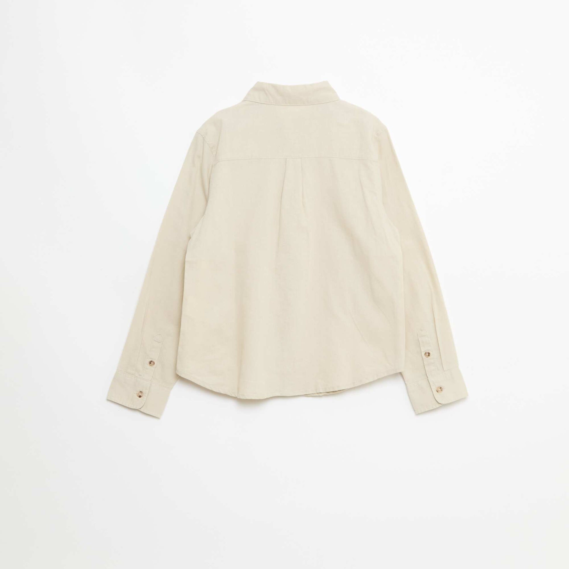 Chemise regular en coton et lin uni BEIGE