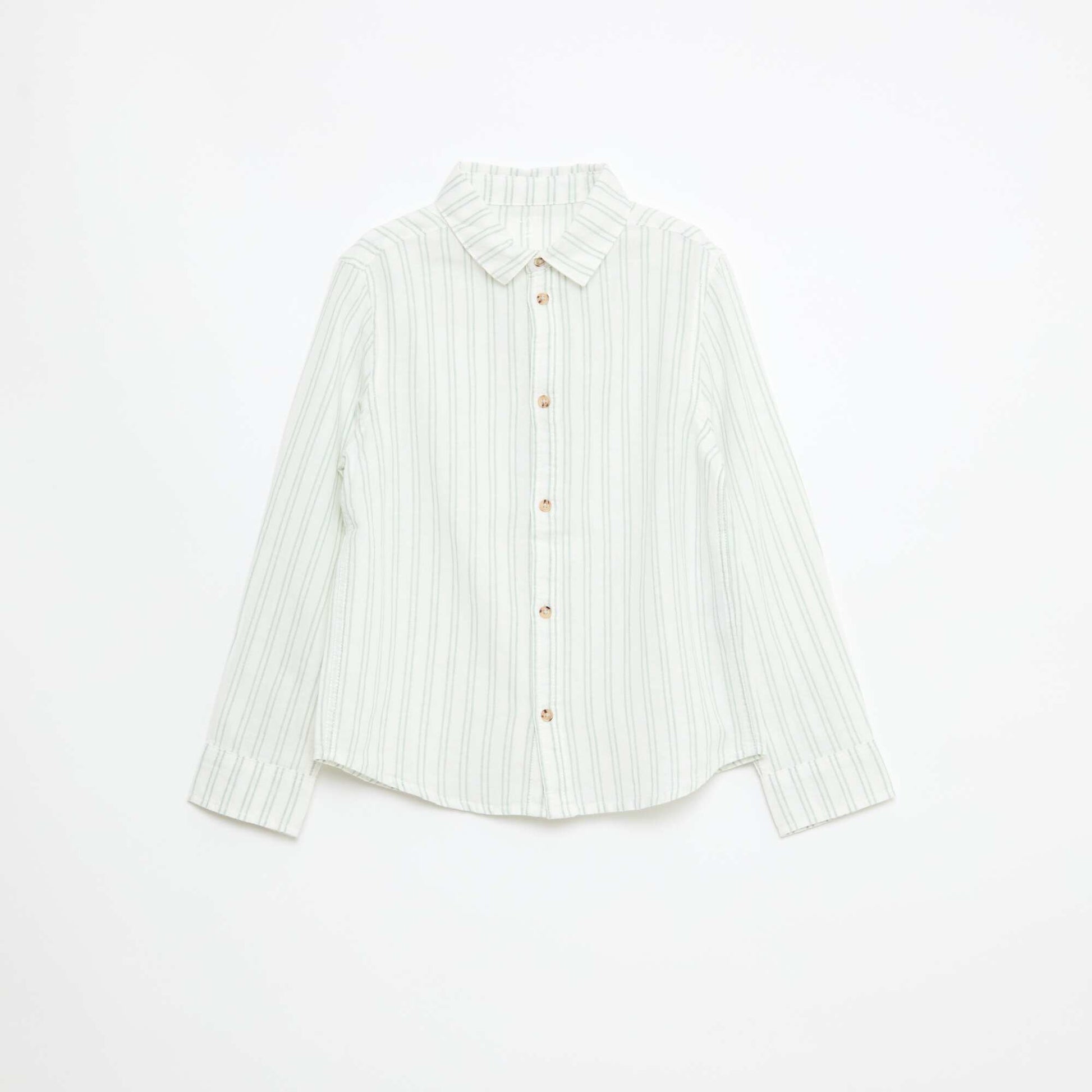 Chemise regular rayée en coton et lin BLANC