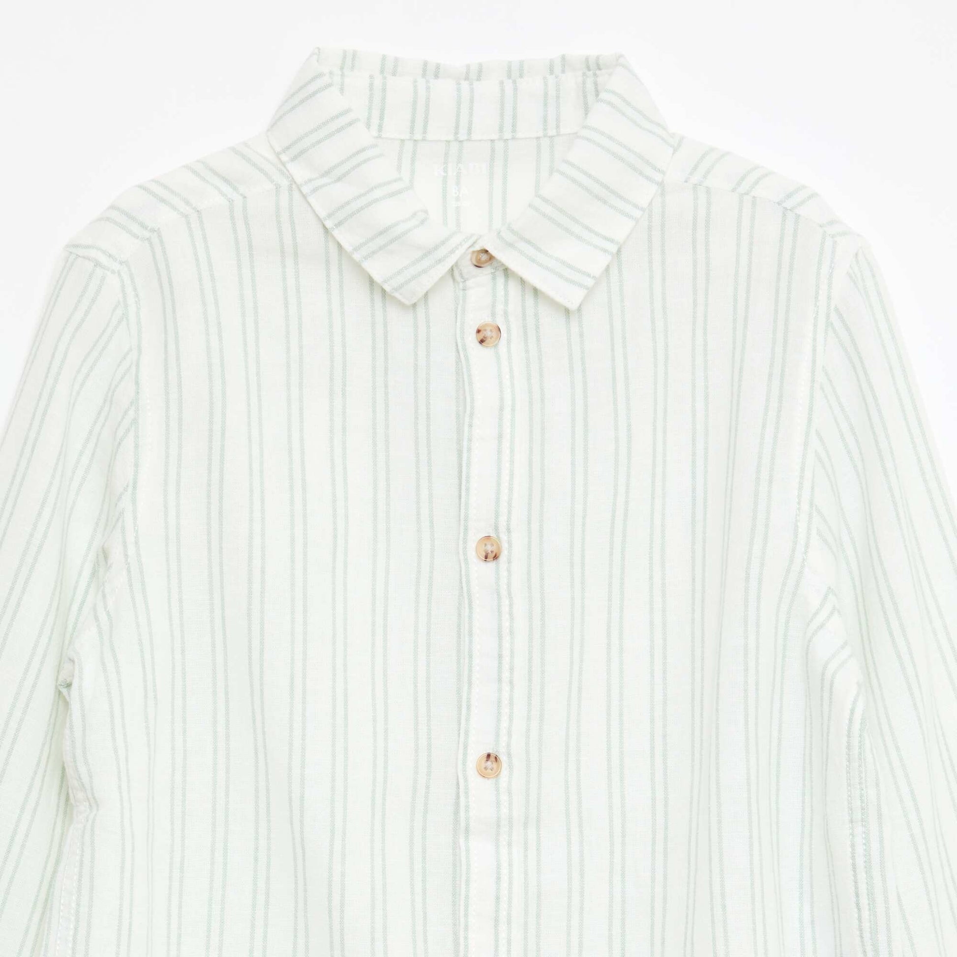 Chemise regular rayée en coton et lin BLANC