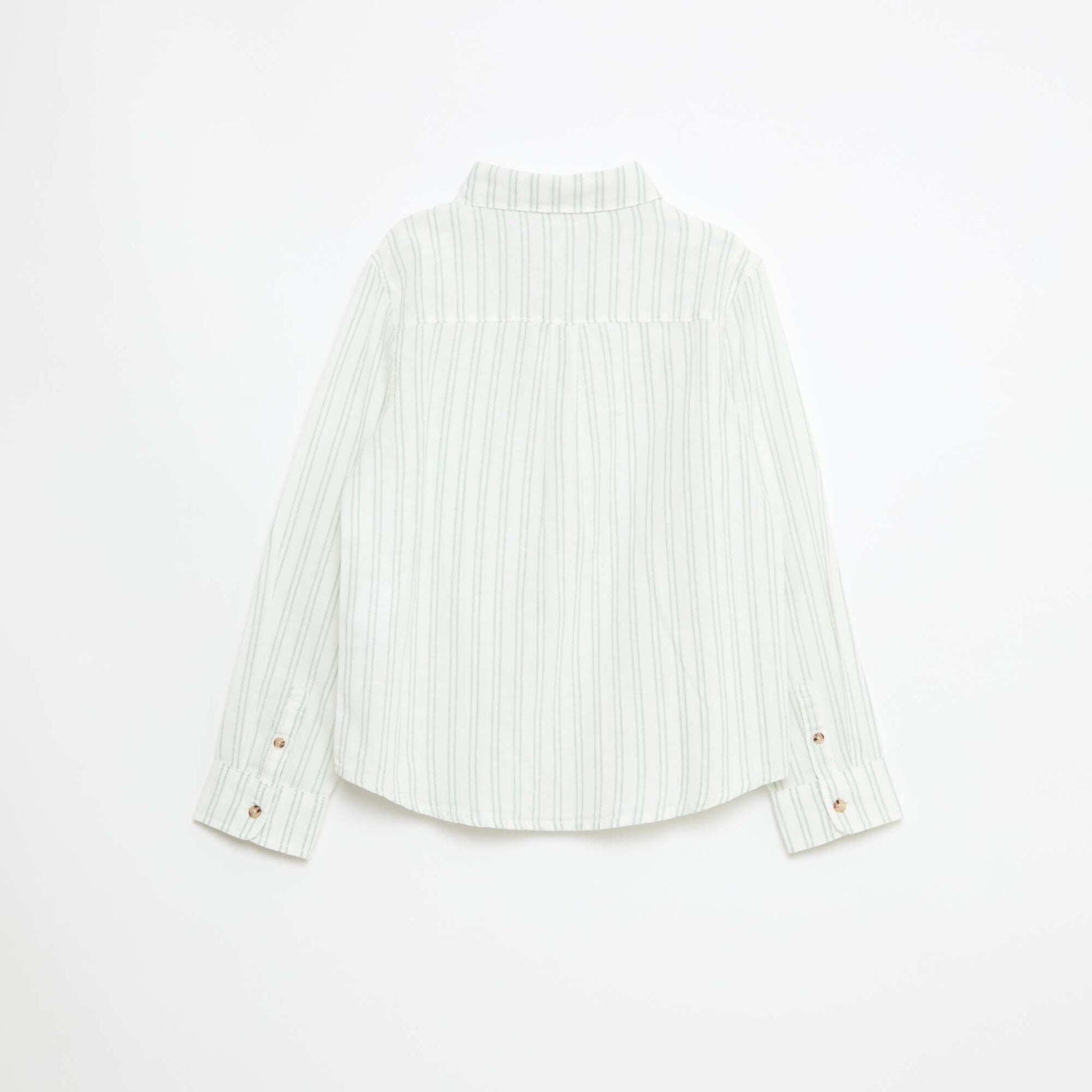 Chemise regular rayée en coton et lin BLANC