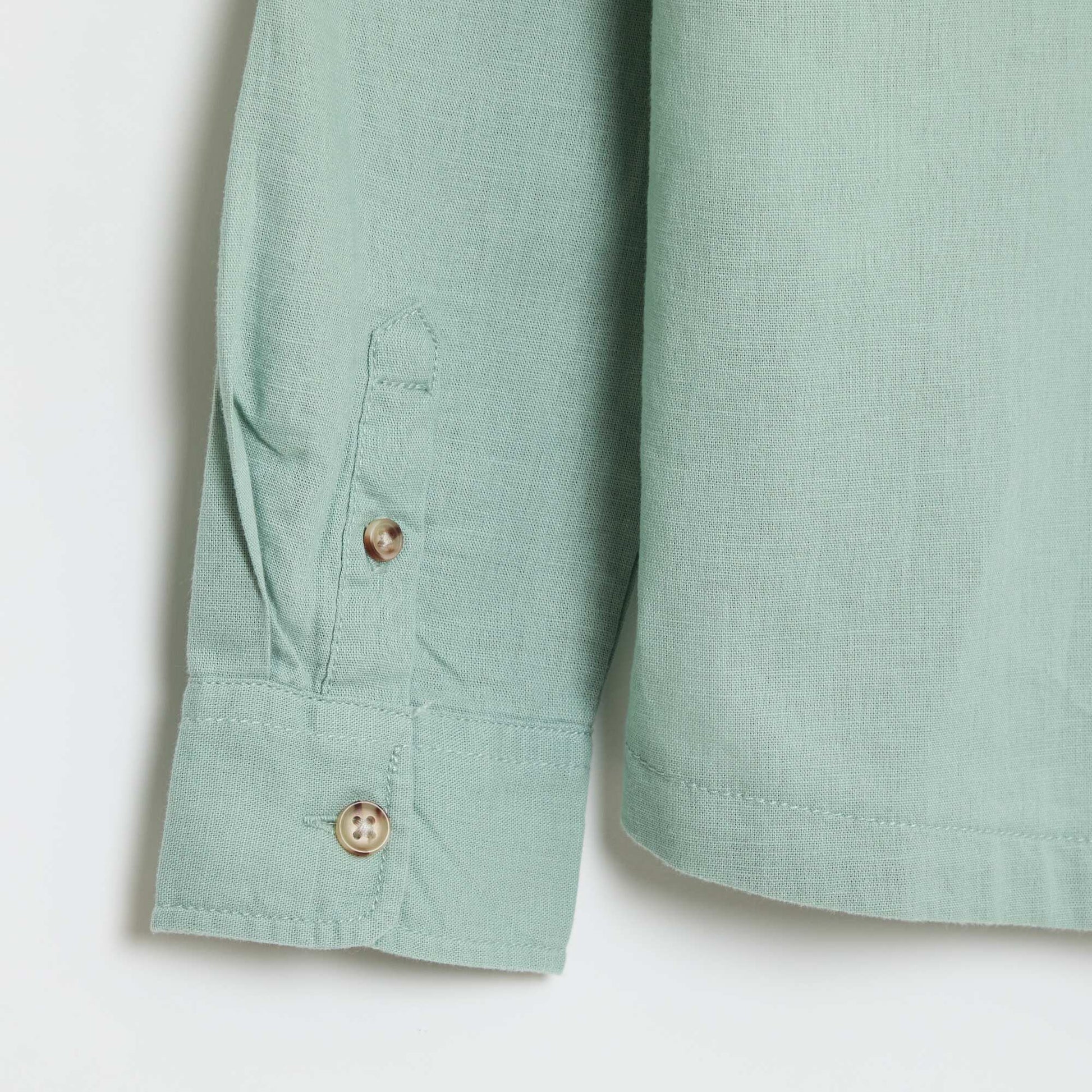 Chemise à capuche en coton et lin uni VERT