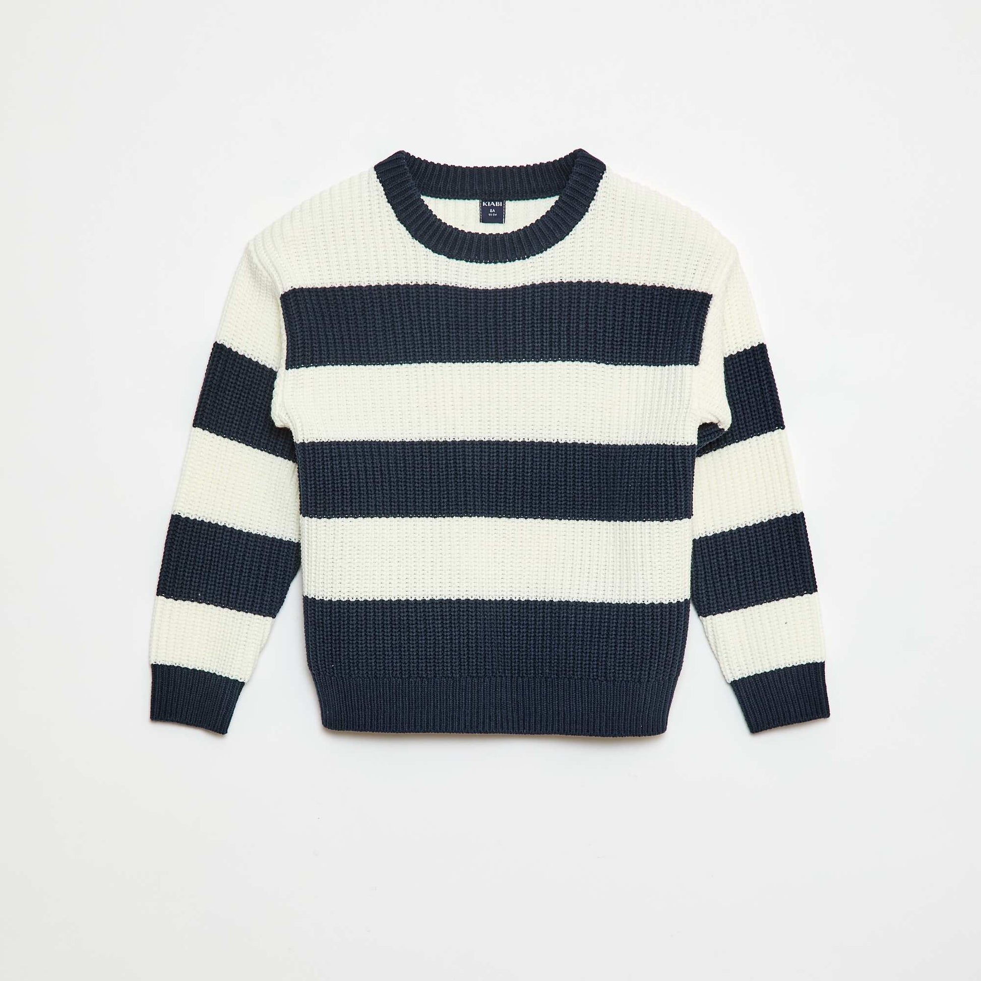 Pull tricoté en color block BLEU