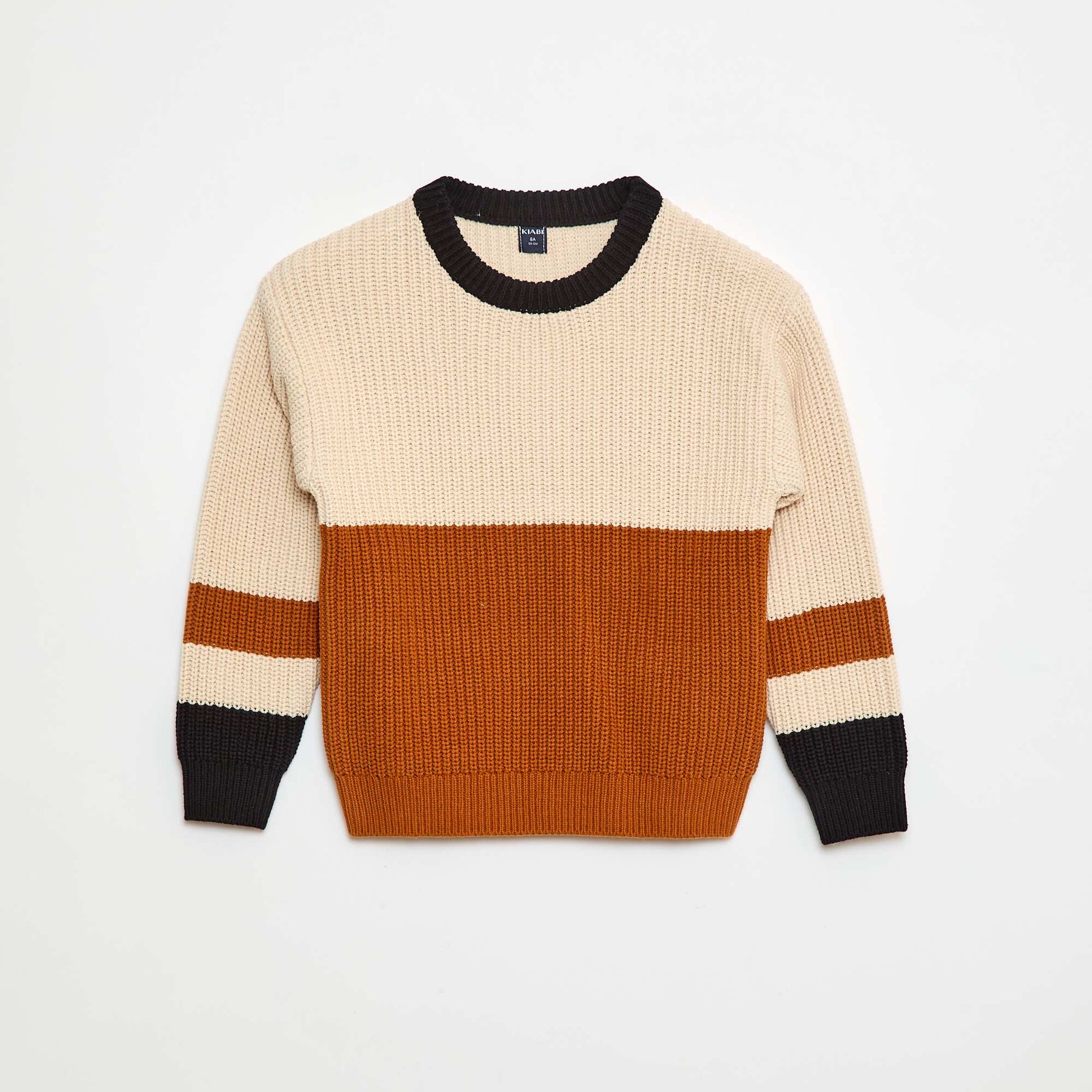 Pull tricoté en color block BEIGE