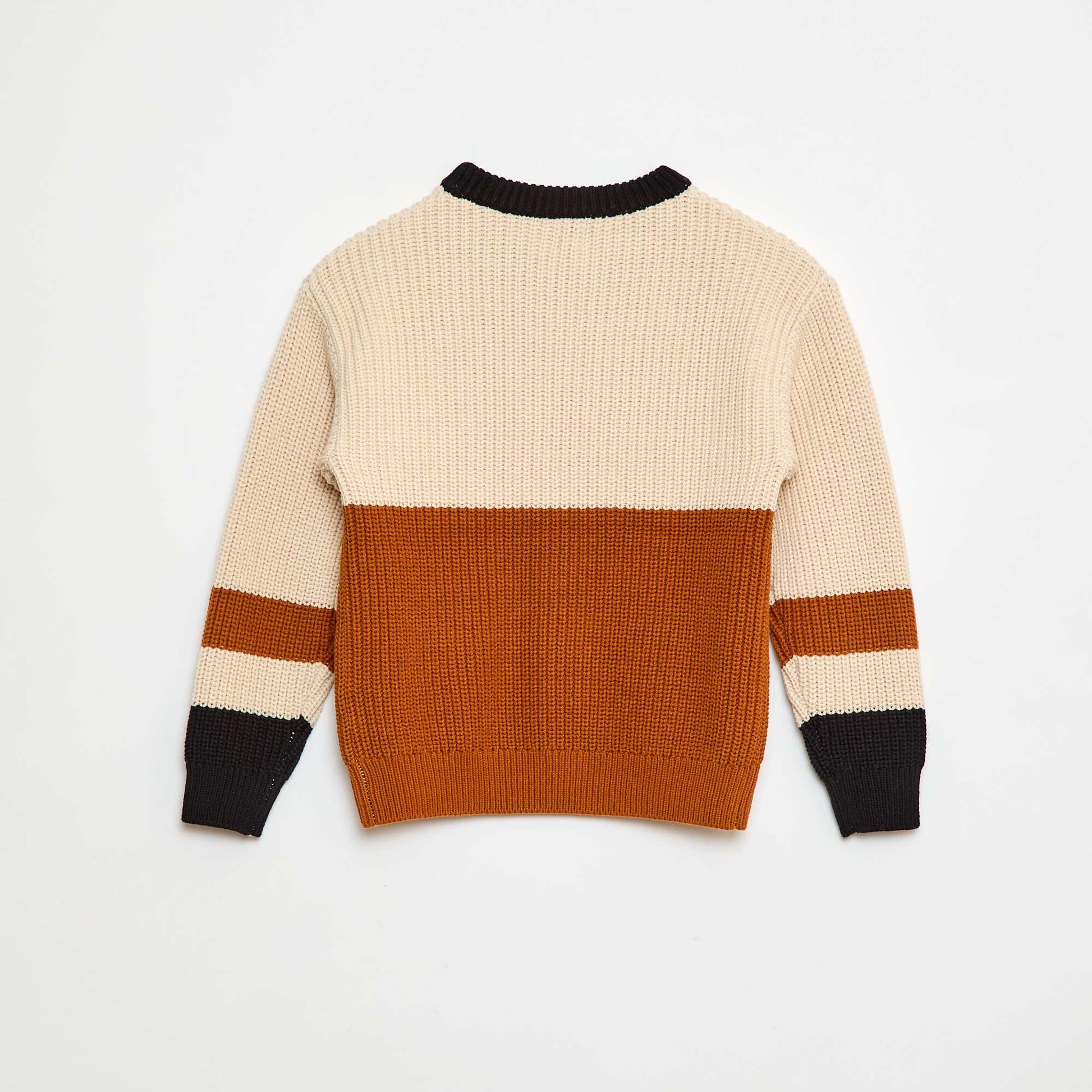 Pull tricoté en color block BEIGE