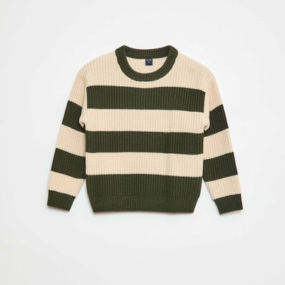 Pull tricoté en color block VERT