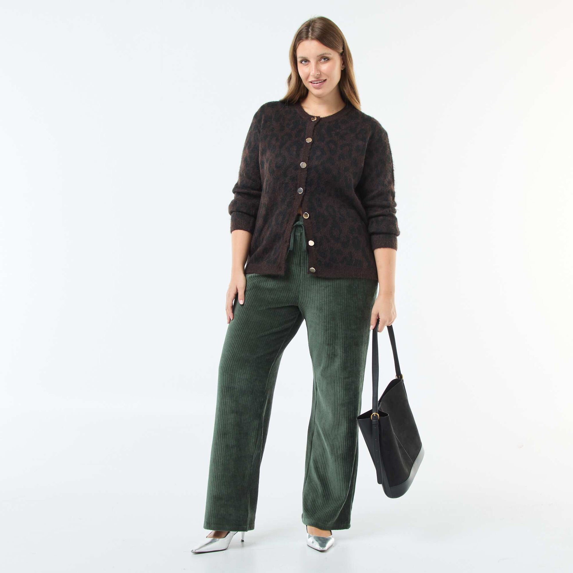 Pantalon jogging en velours côtelé VERT