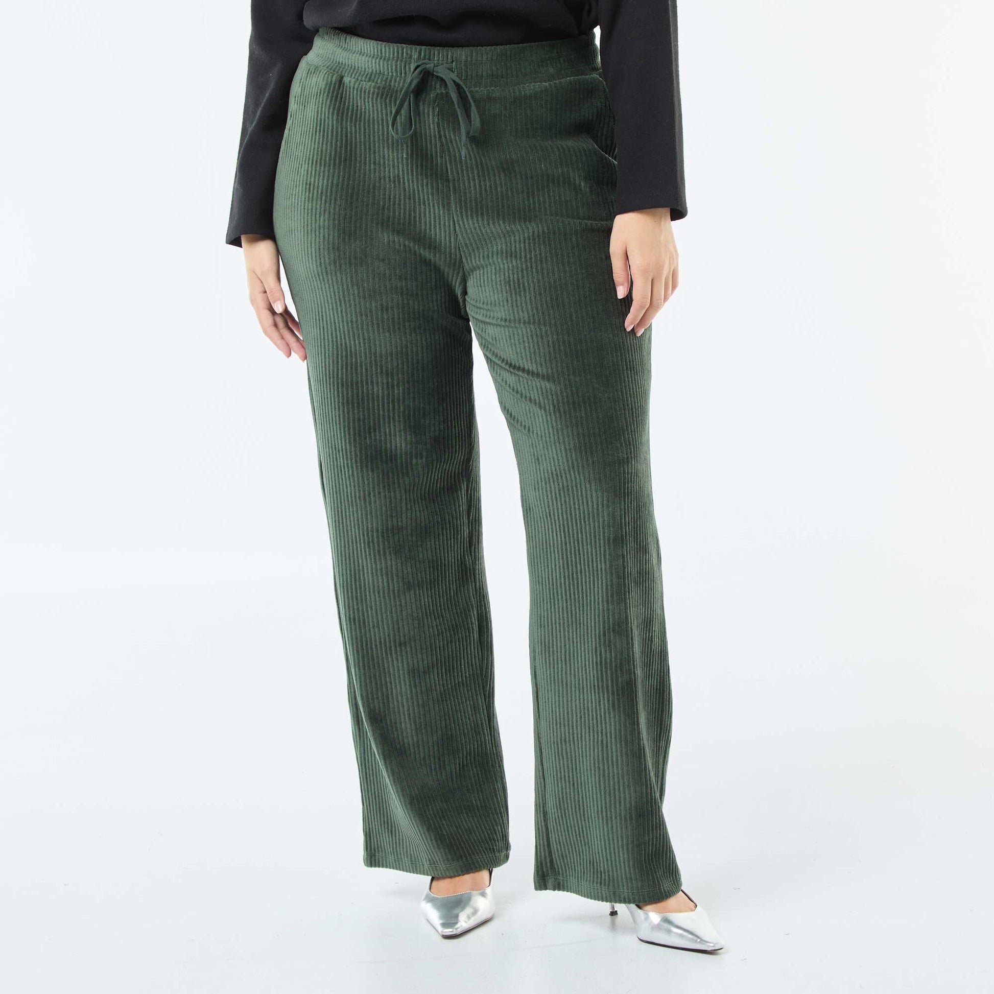 Pantalon jogging en velours côtelé VERT
