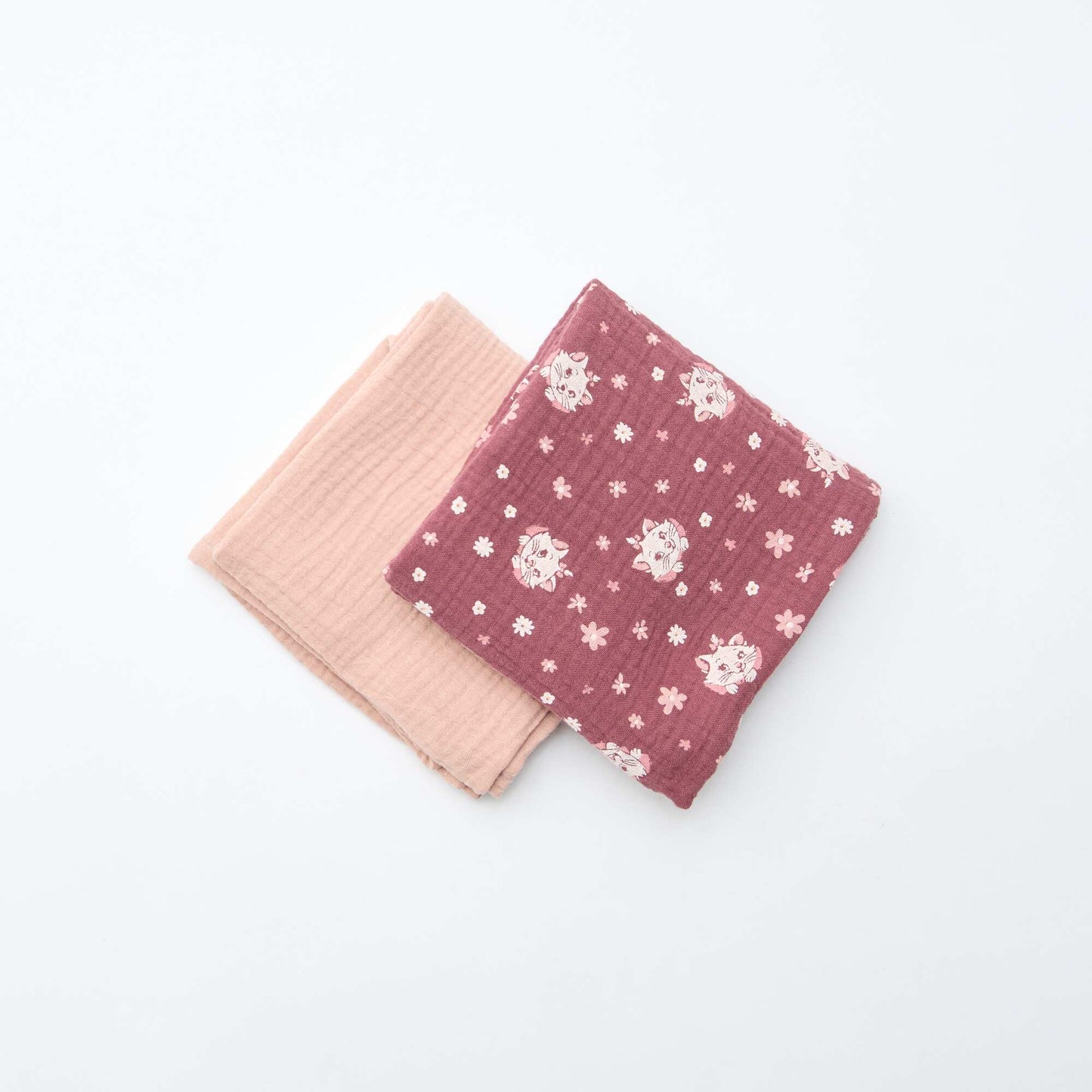 Lot de 2 langes 'Disney' 'Marie' en double gaze de coton 60x60 cm ROUGE