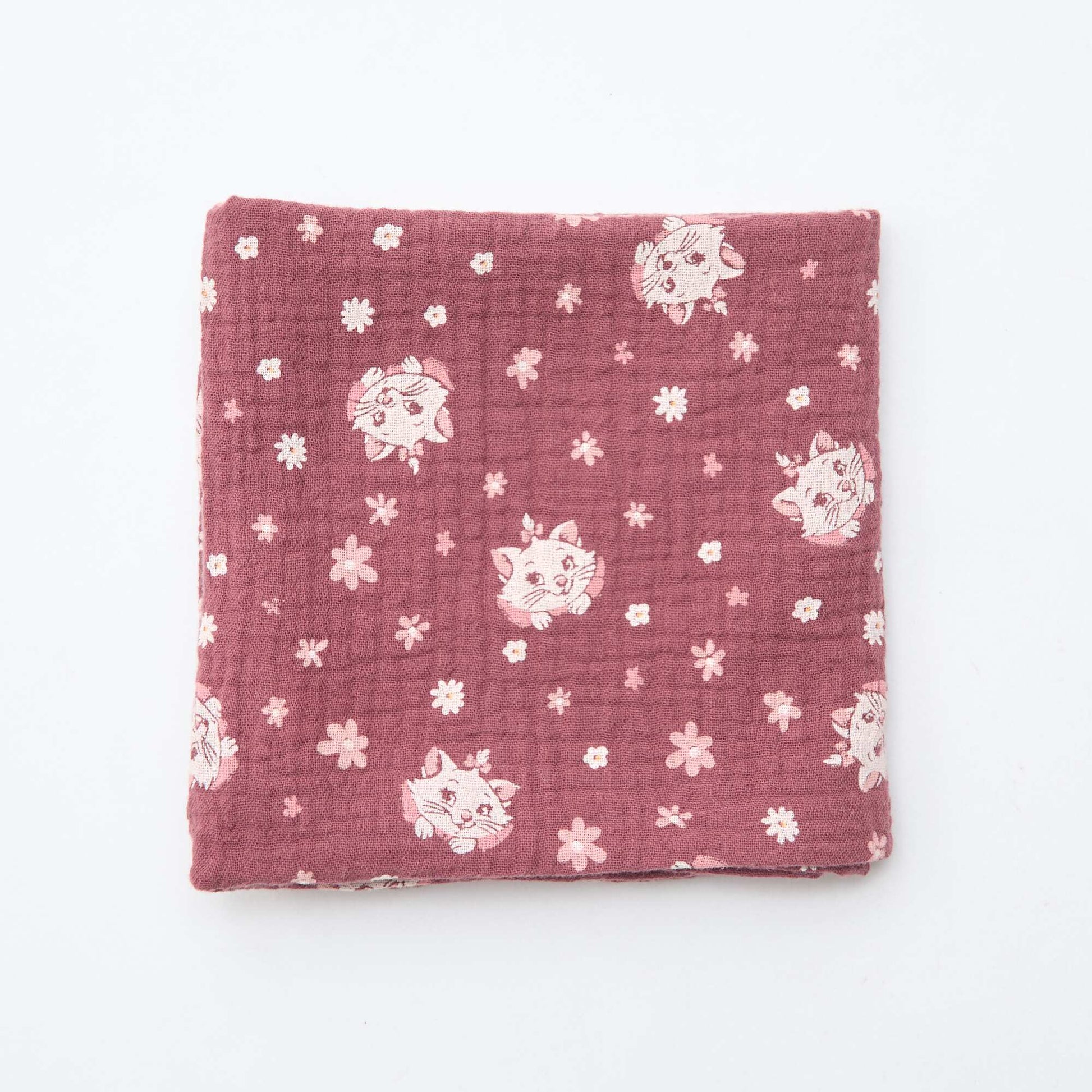 Lot de 2 langes 'Disney' 'Marie' en double gaze de coton 60x60 cm ROUGE
