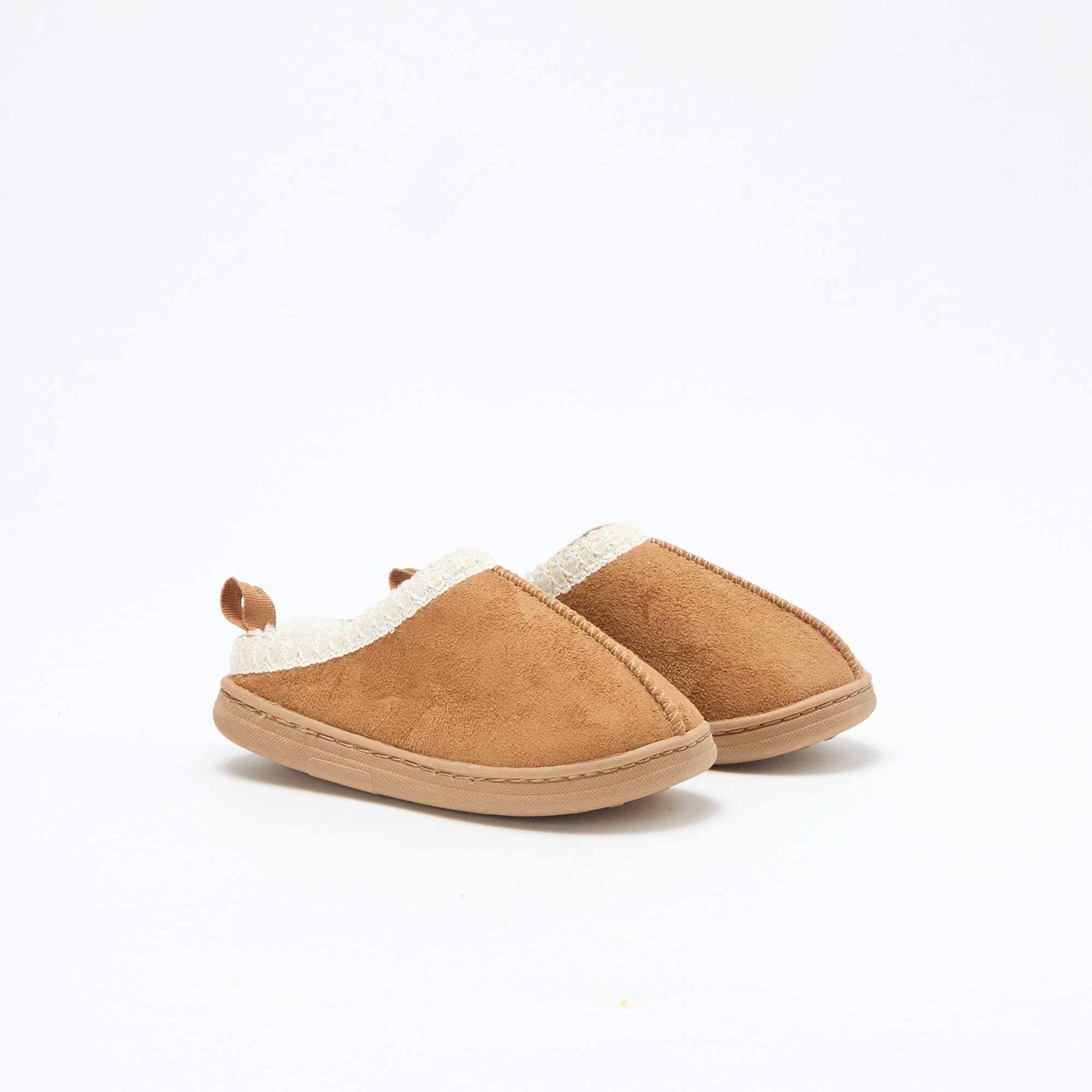 Mules en suédine avec détail MARRON