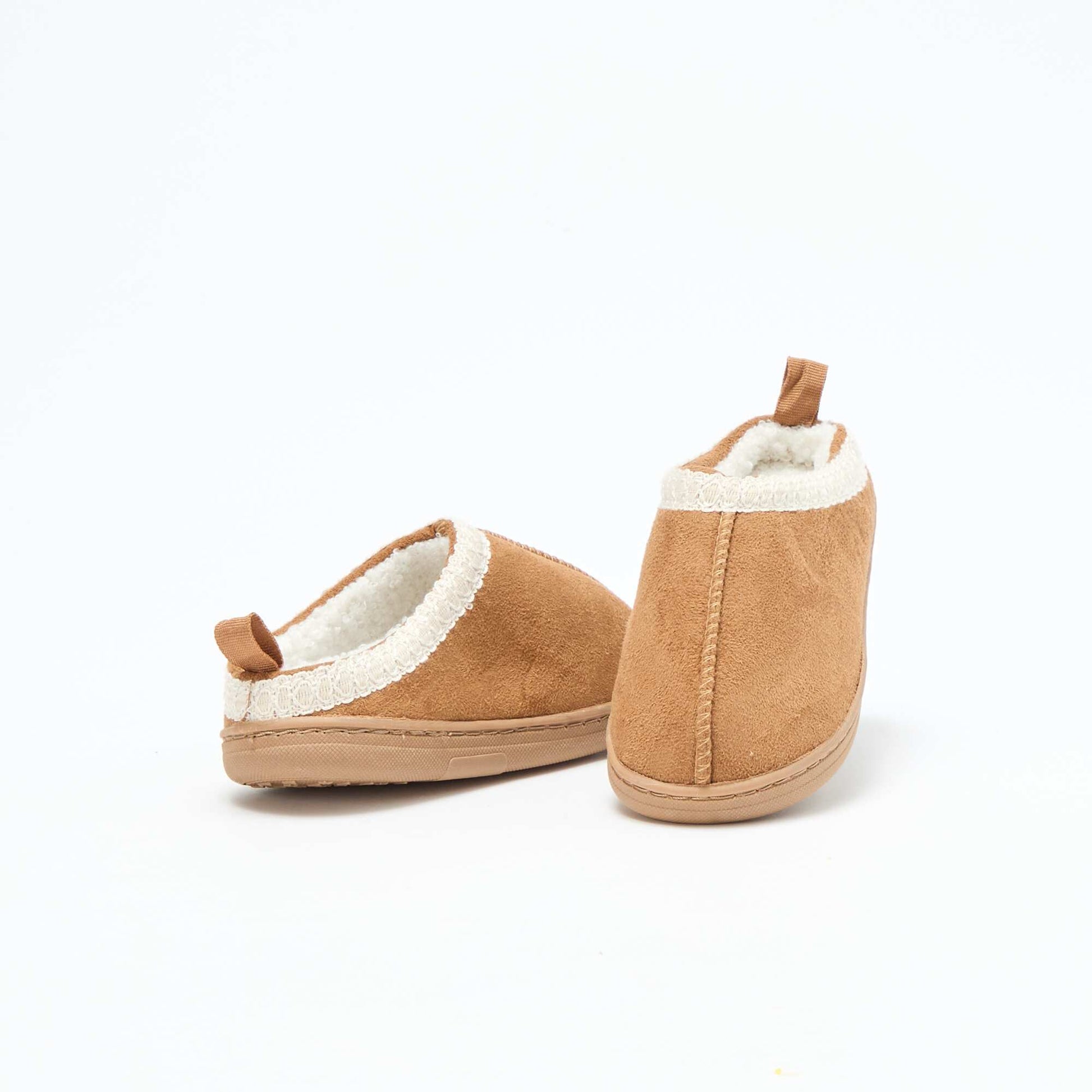 Mules en suédine avec détail MARRON