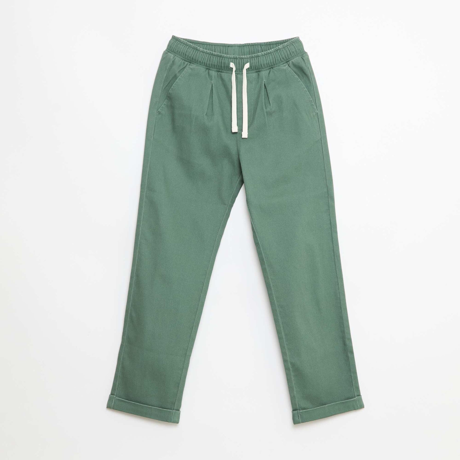 Pantalon casual en coton uni VERT