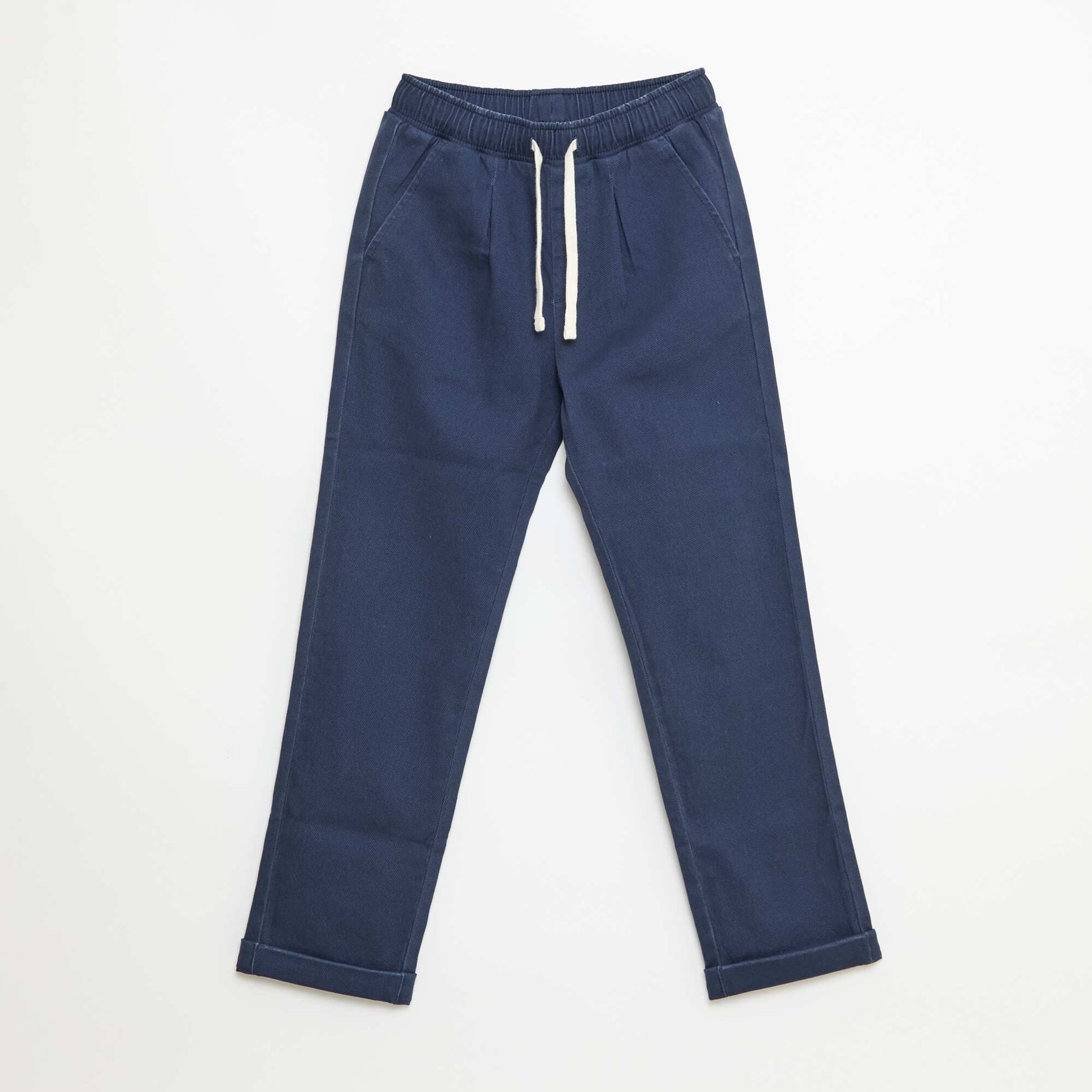 Pantalon casual en coton uni BLEU