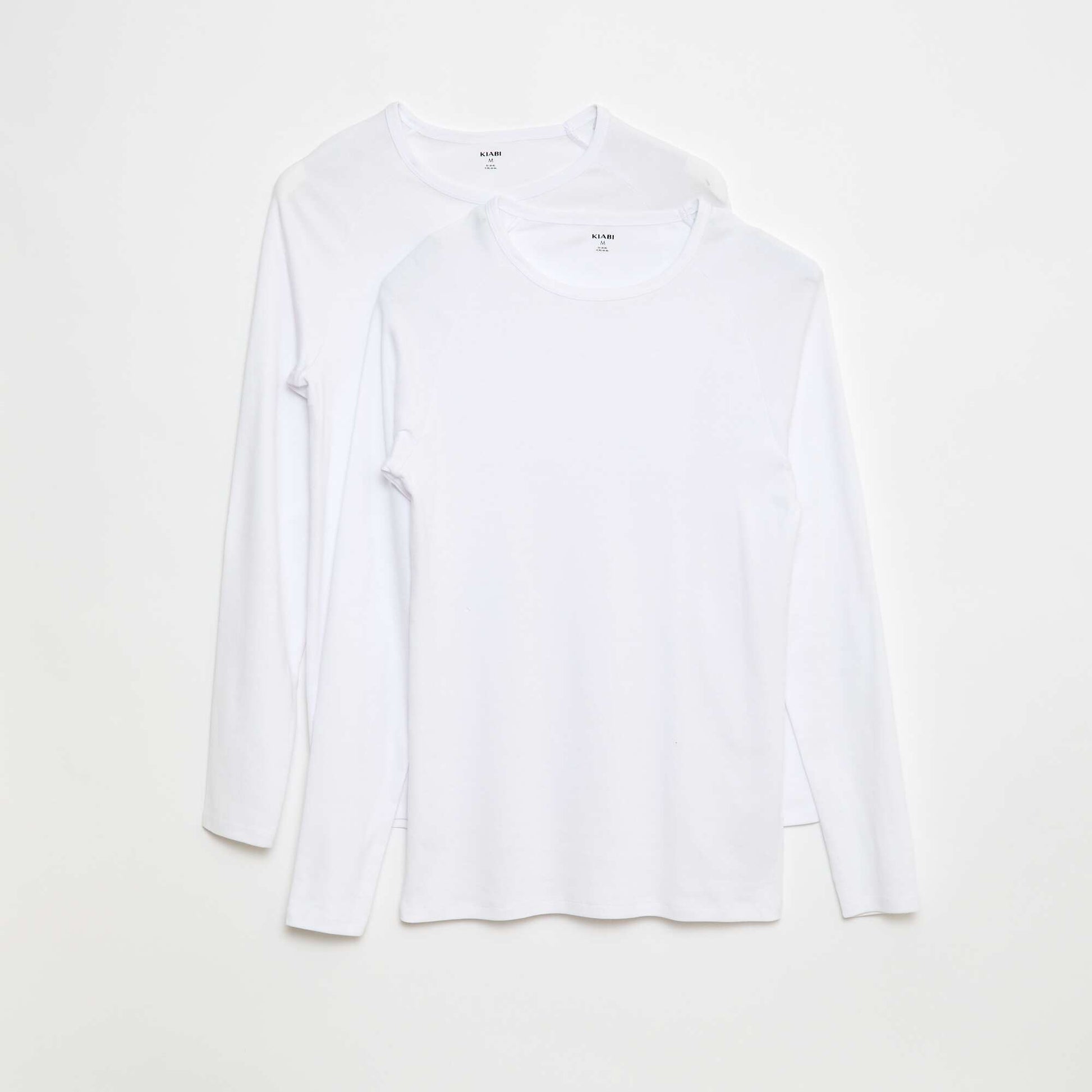 Tee-shirts basiques unis à manches longues BLANC