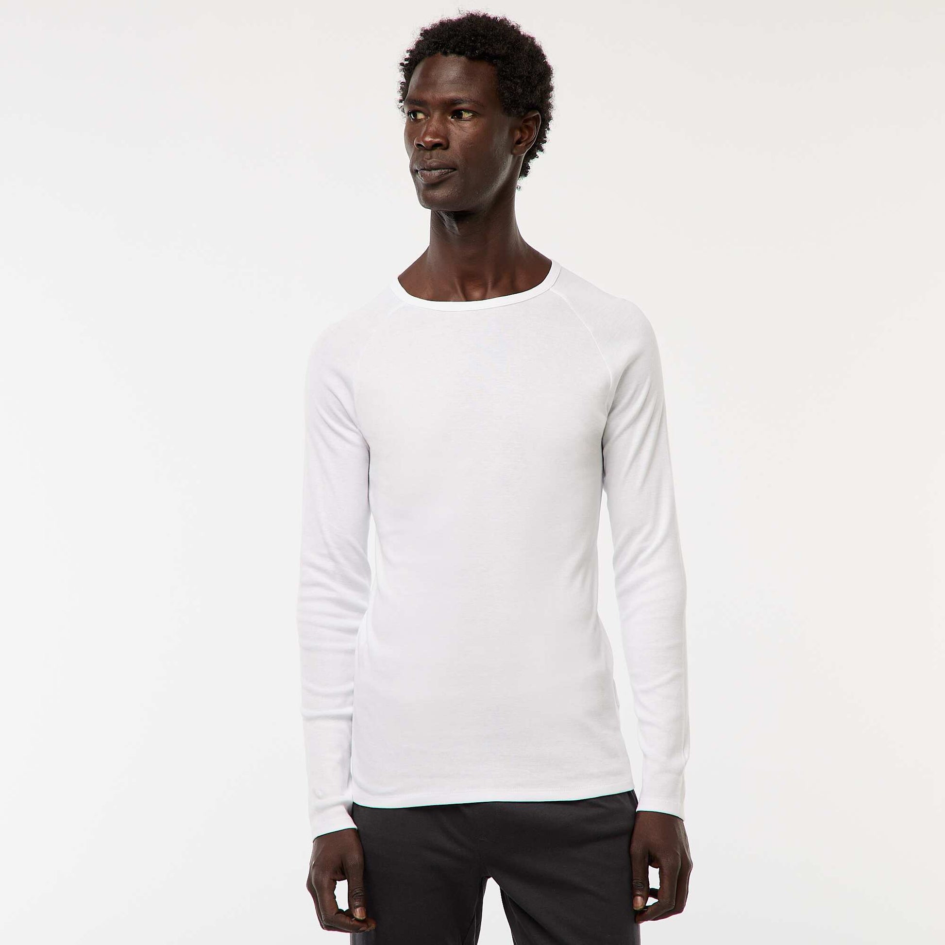 Tee-shirts basiques unis à manches longues BLANC