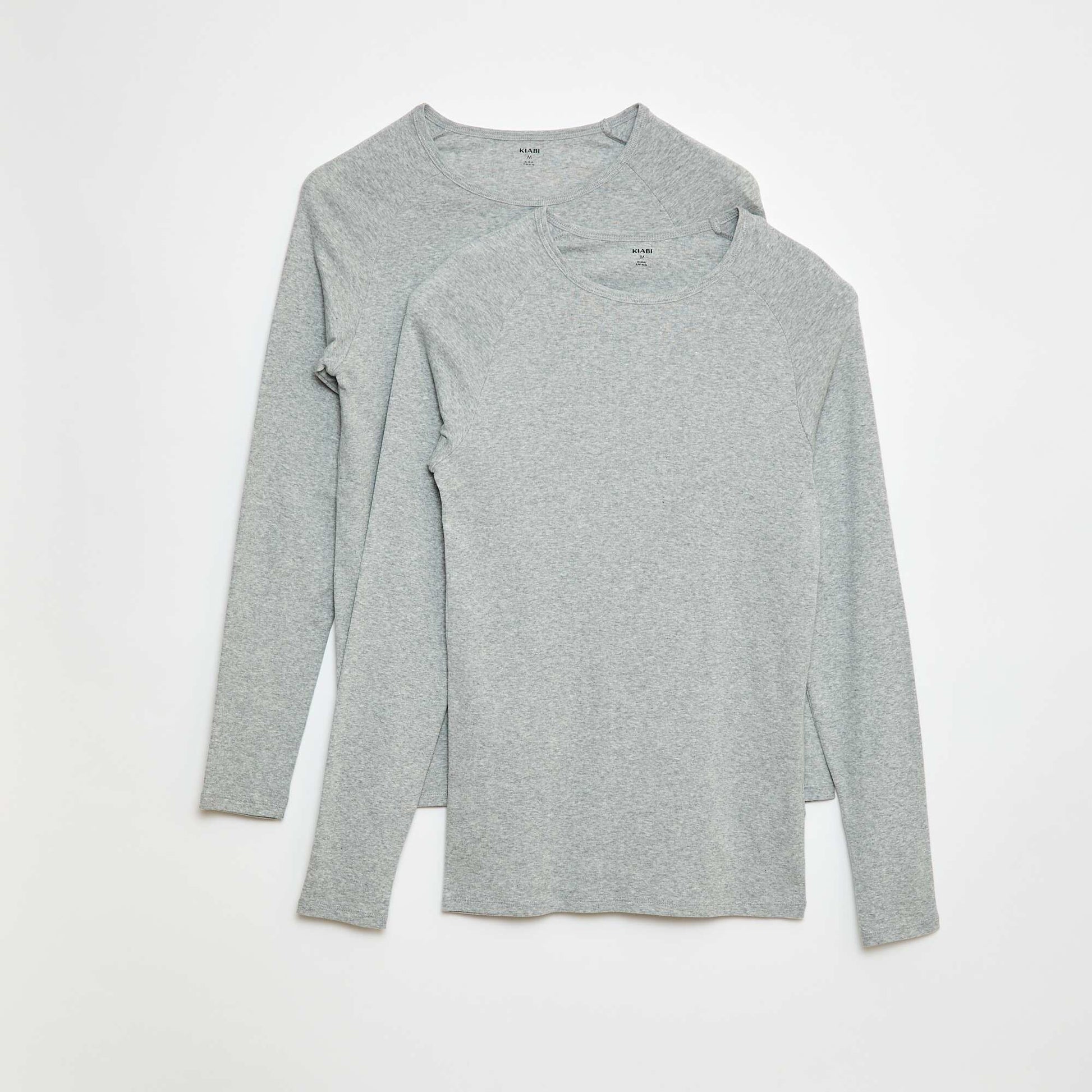 Tee-shirts basiques unis à manches longues GRIS