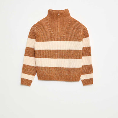 Pull chaud rayé MARRON