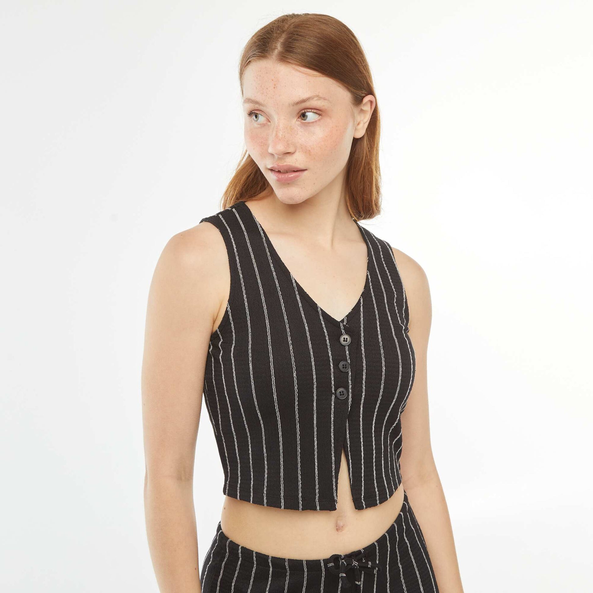 Top esprit gilet de costume NOIR