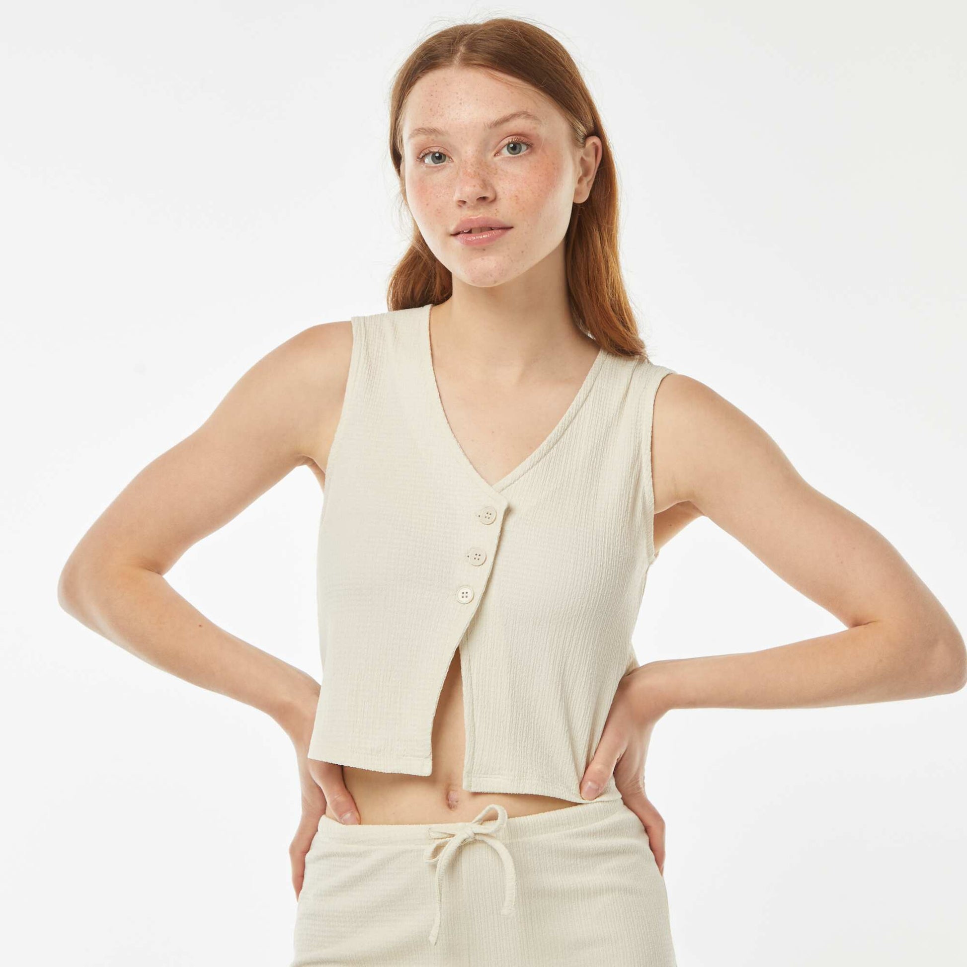 Top esprit gilet de costume BEIGE