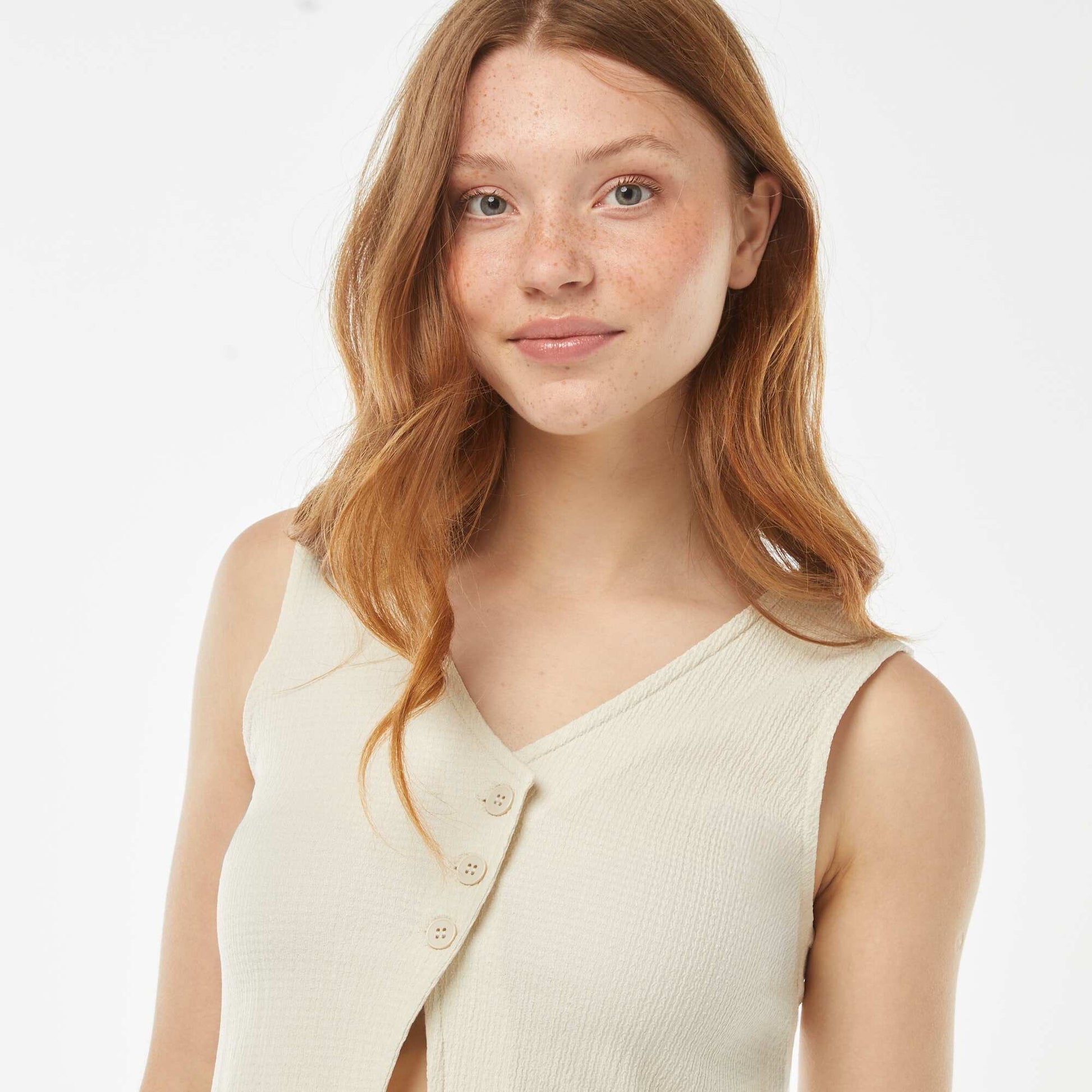 Top esprit gilet de costume BEIGE