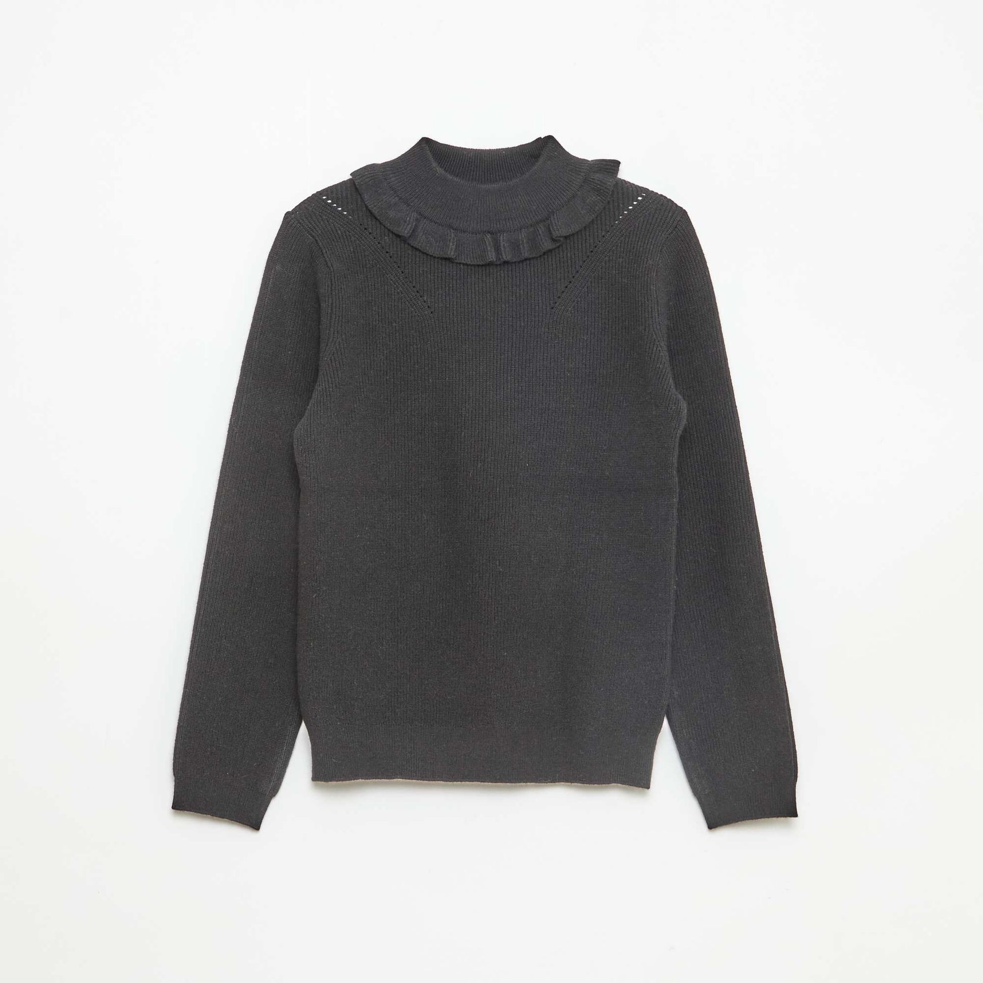 Pull en maille côtelée NOIR