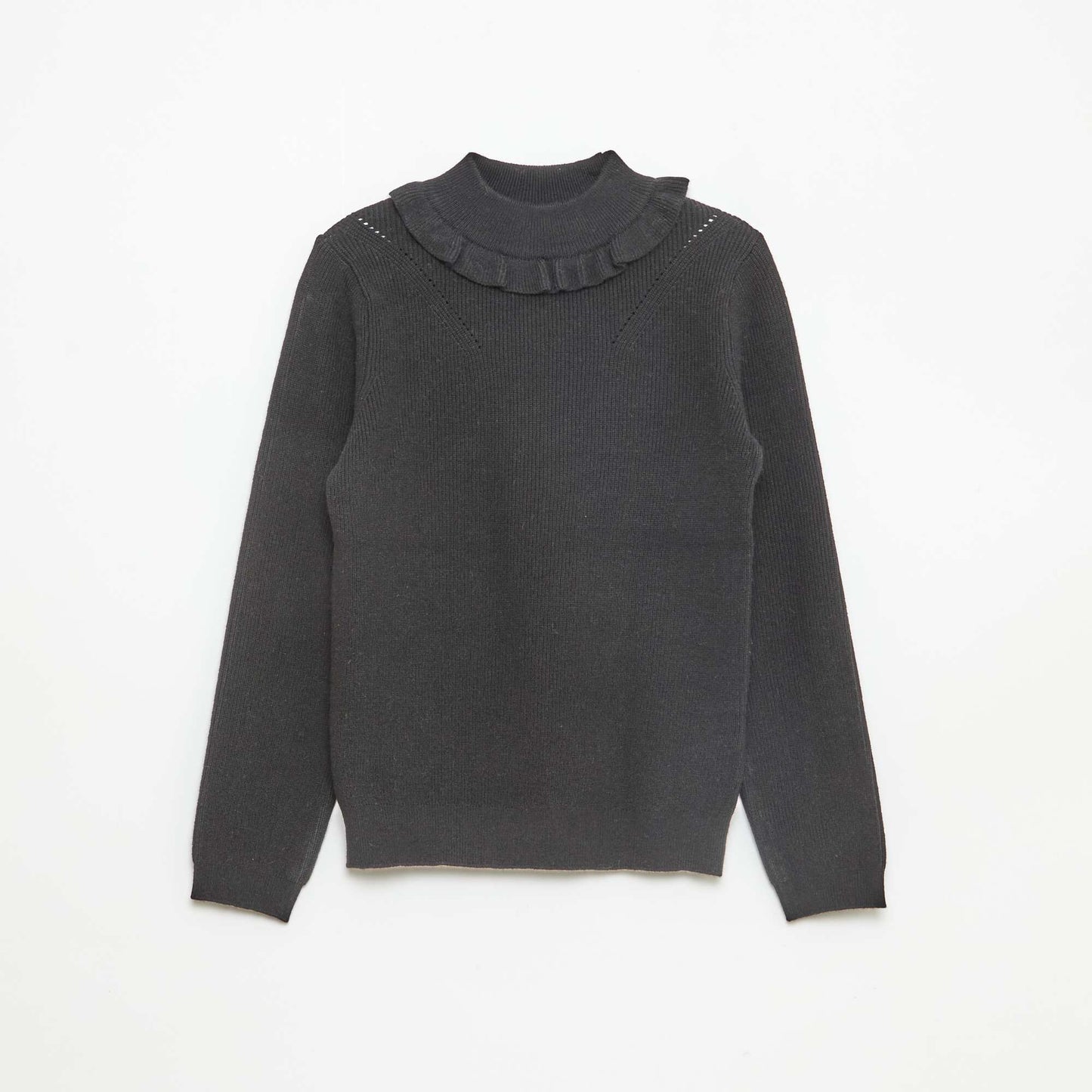 Pull en maille côtelée NOIR