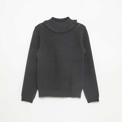 Pull en maille côtelée NOIR