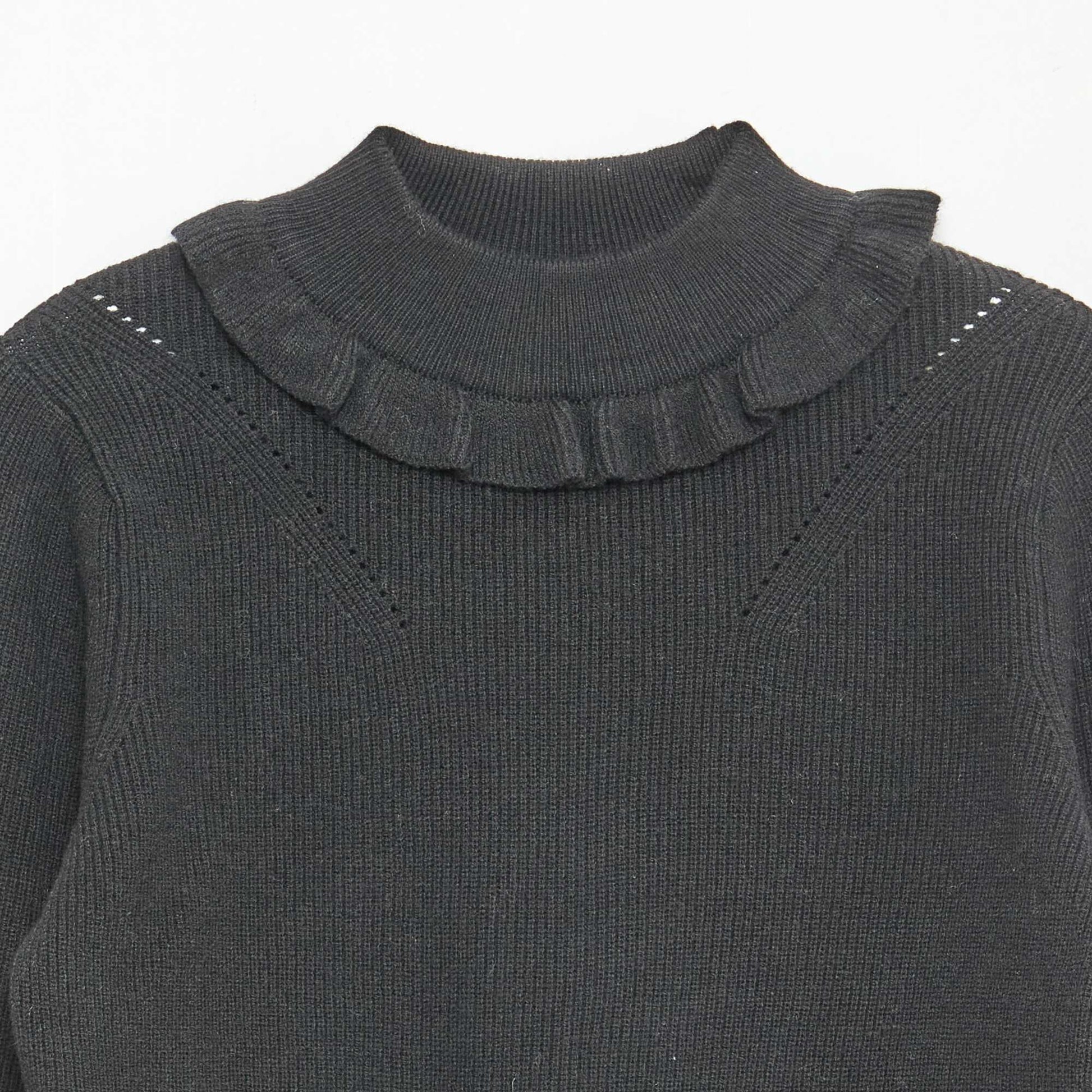 Pull en maille côtelée NOIR