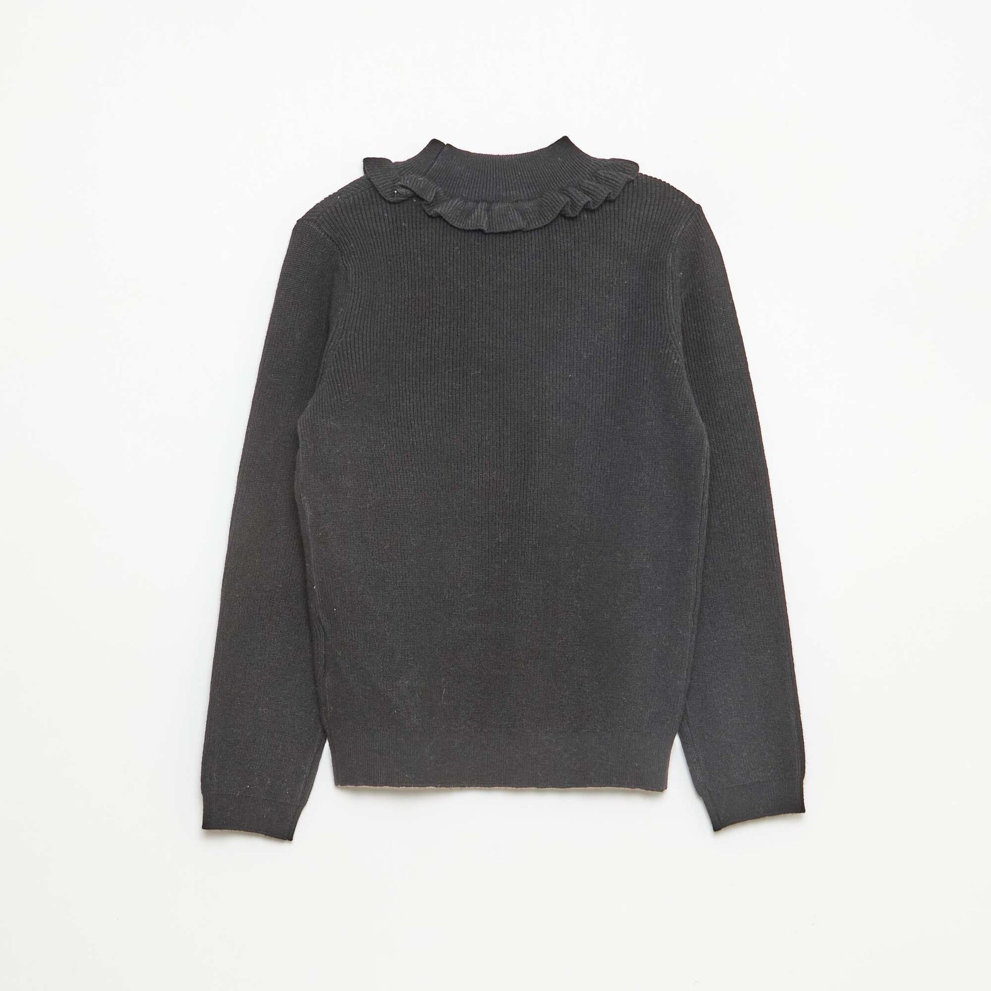 Pull en maille côtelée NOIR