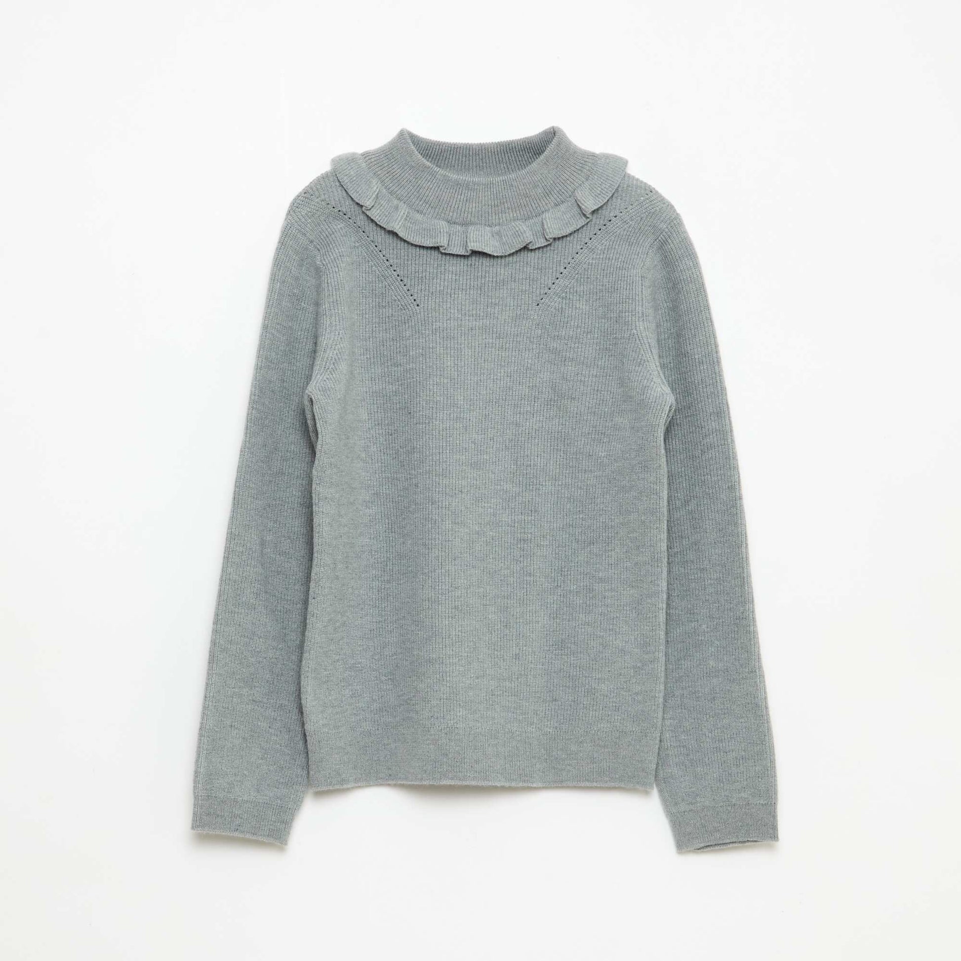 Pull en maille côtelée GRIS