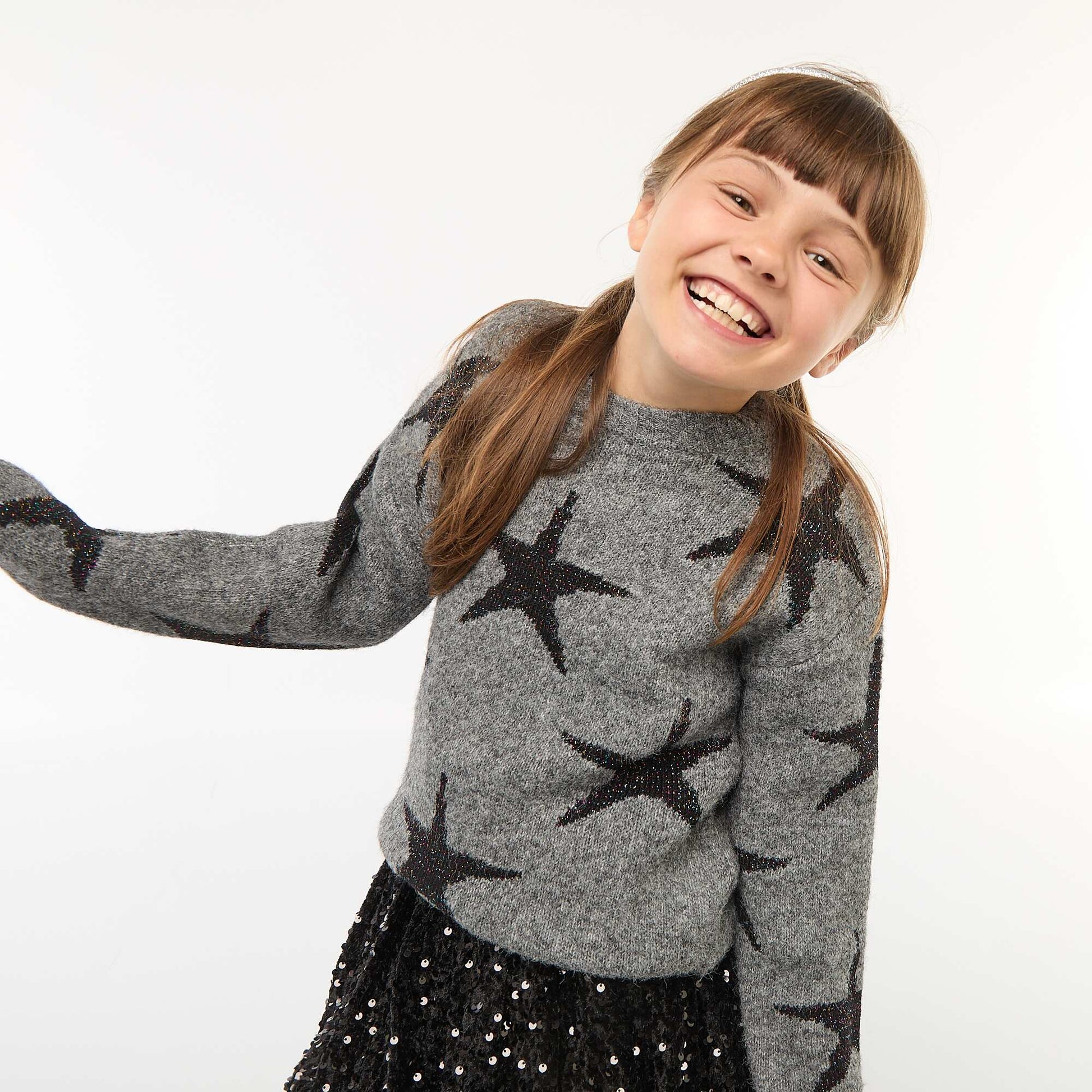 Pull en maille col rond GRIS