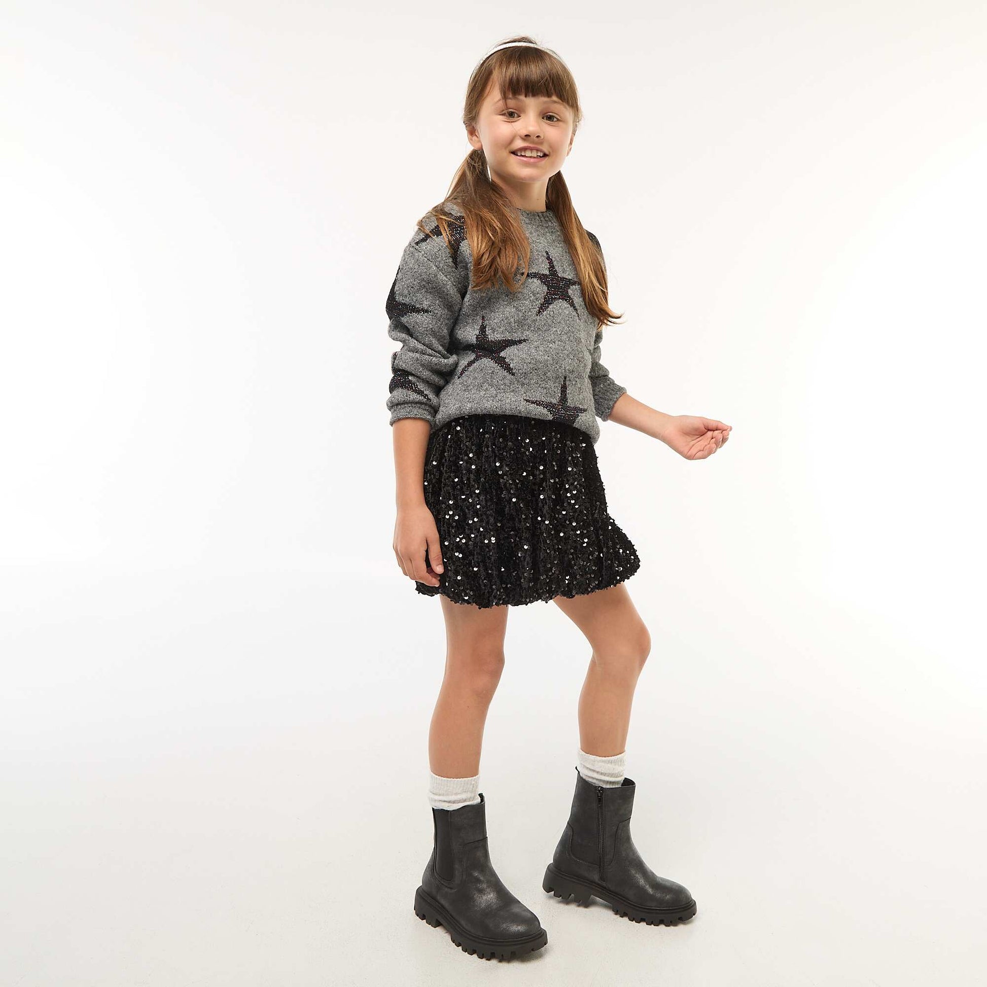 Pull en maille col rond GRIS