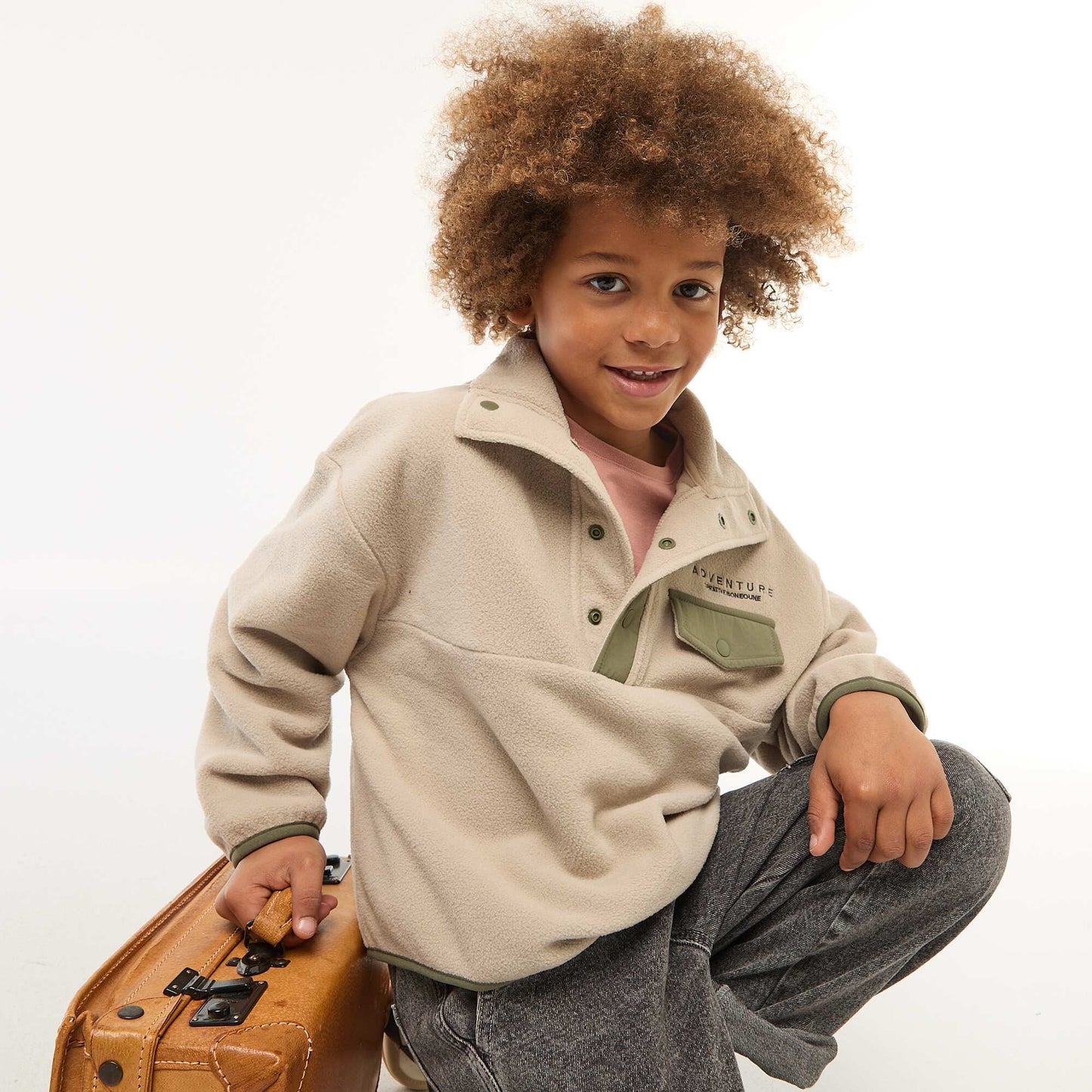 Sweat polaire col montant BEIGE