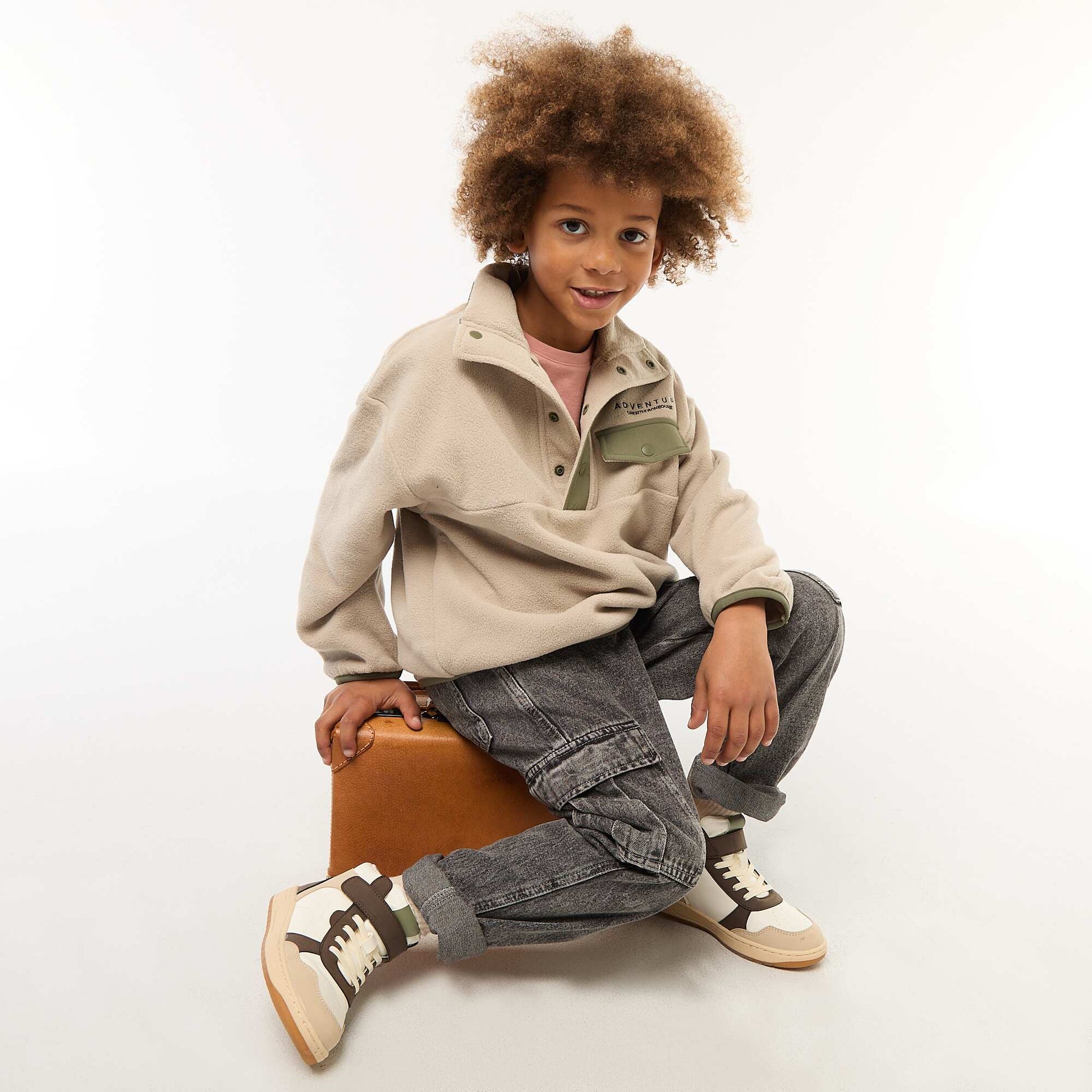 Sweat polaire col montant BEIGE