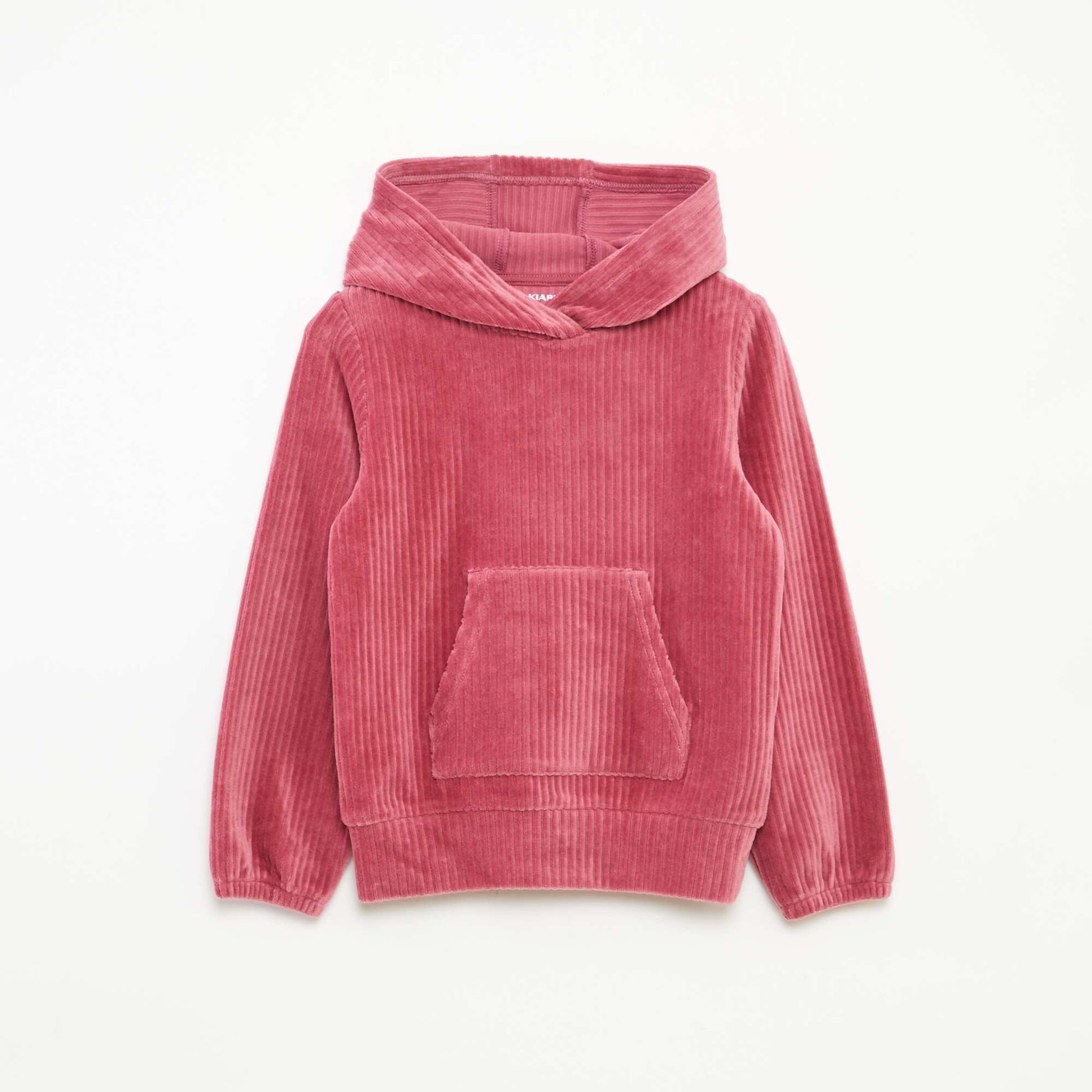 Sweat à capuche en velours côtelé ROSE