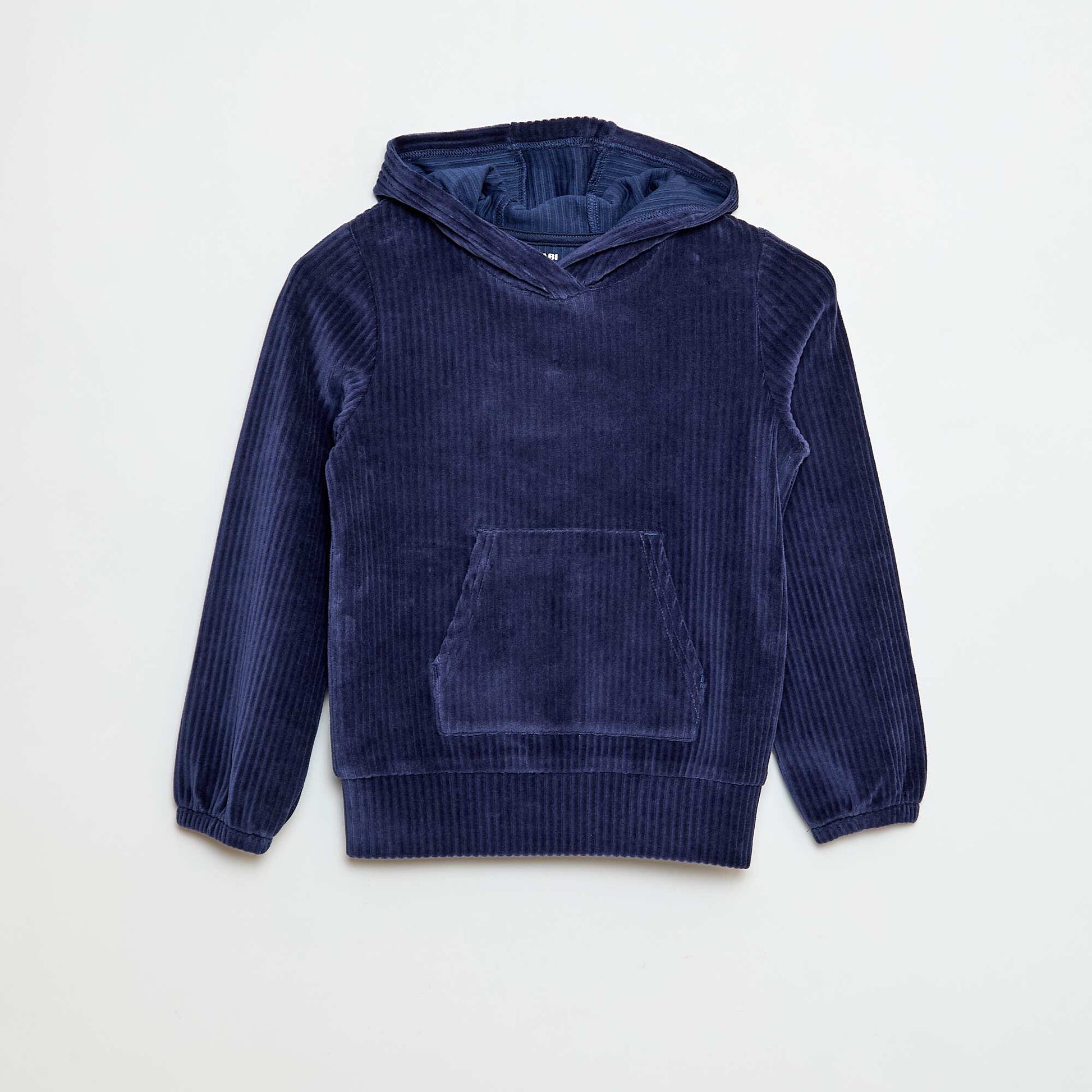Sweat à capuche en velours côtelé BLEU
