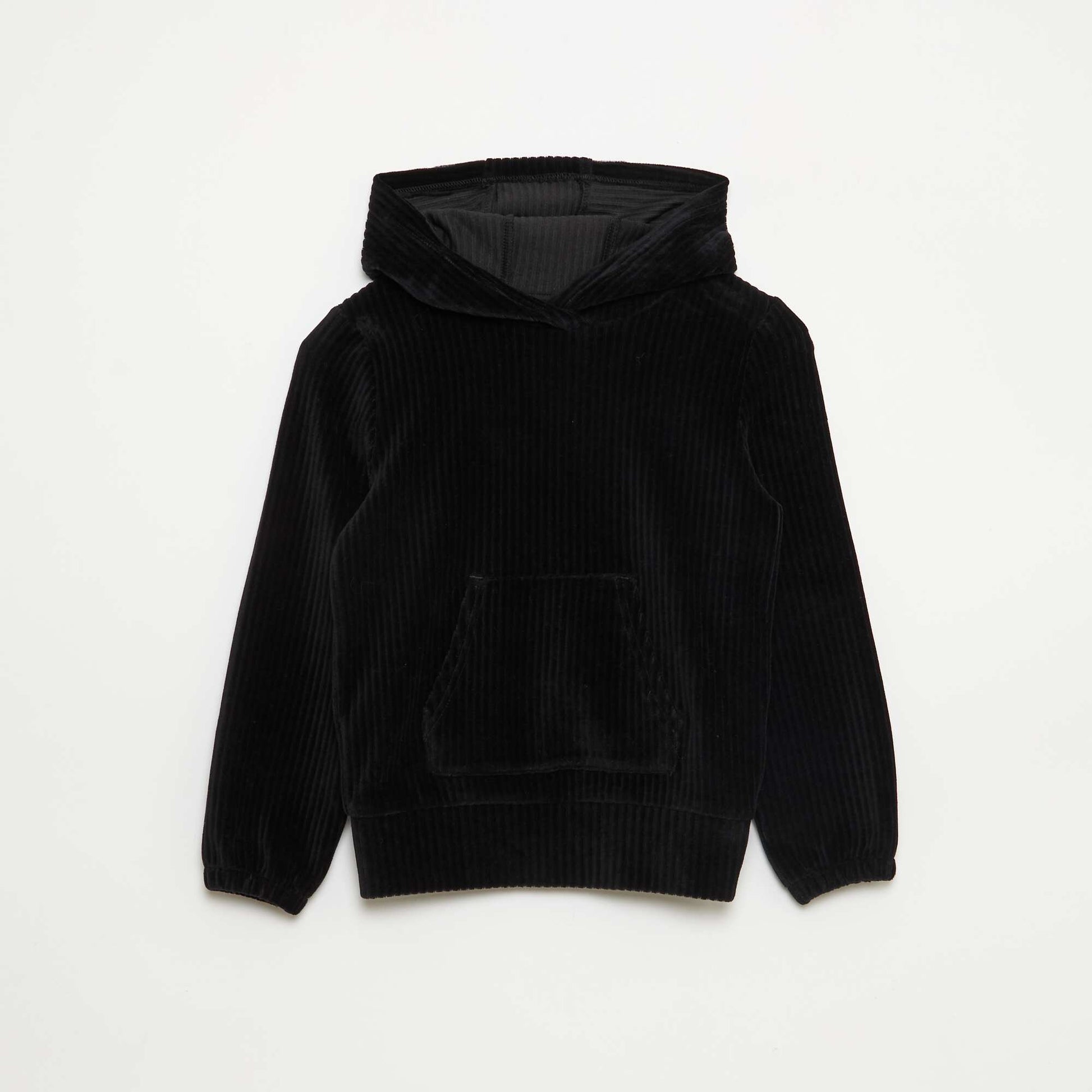 Sweat à capuche en velours côtelé NOIR