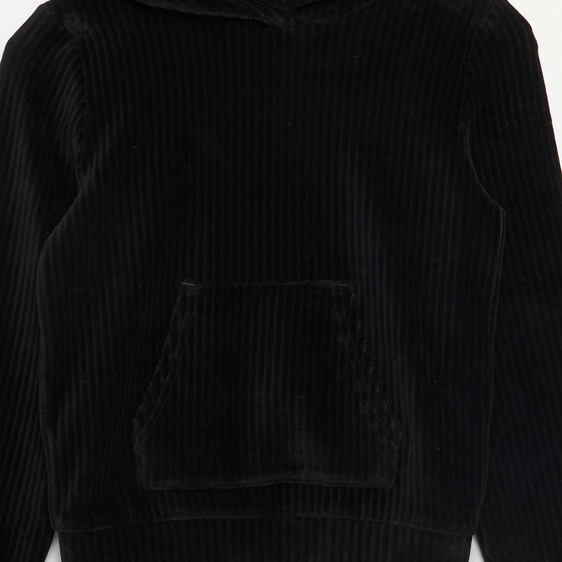 Sweat à capuche en velours côtelé NOIR