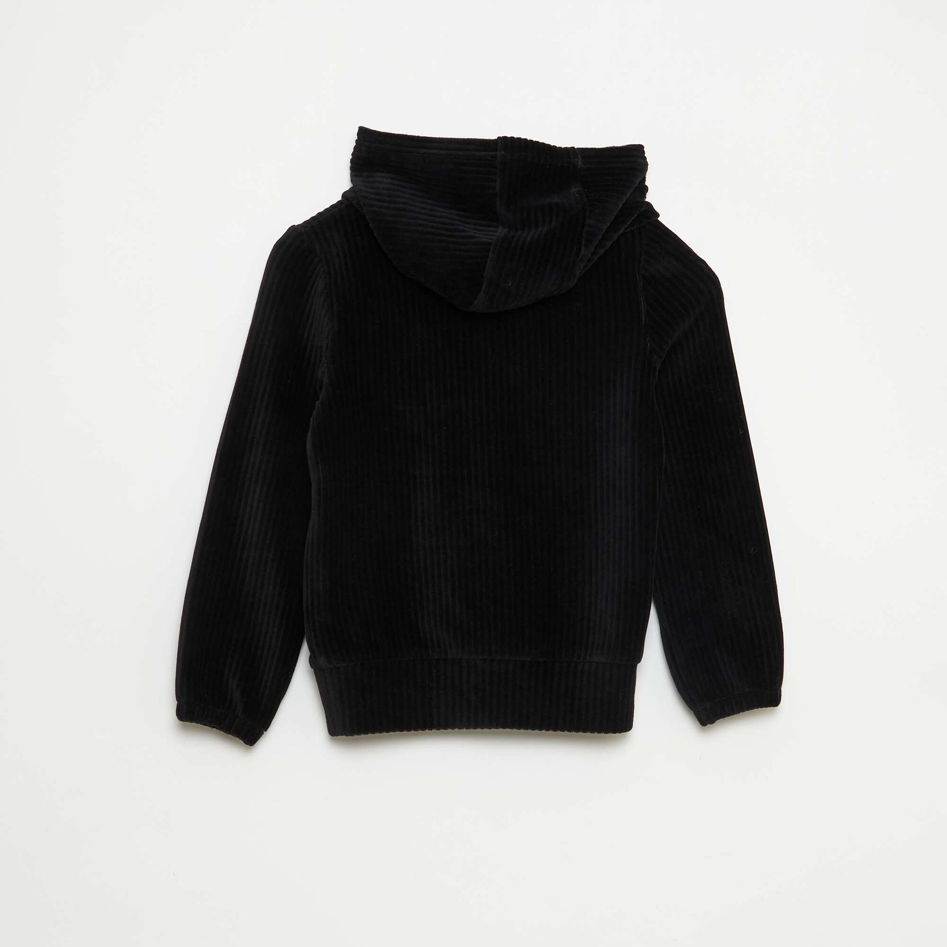 Sweat à capuche en velours côtelé NOIR