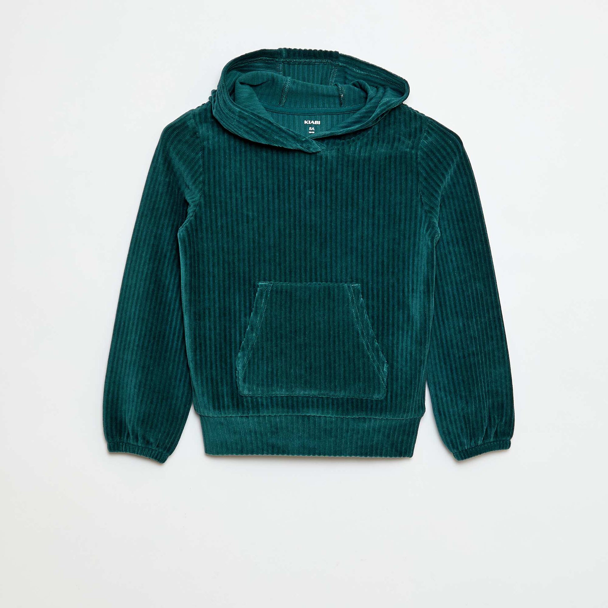 Sweat à capuche en velours côtelé VERT