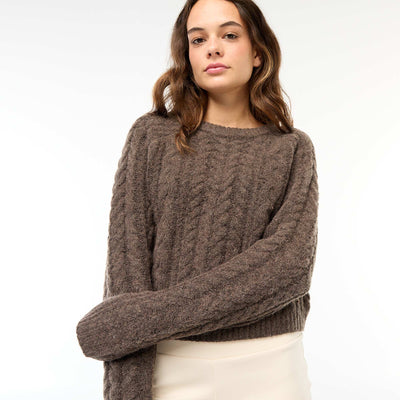 Pull en maille torsadée MARRON