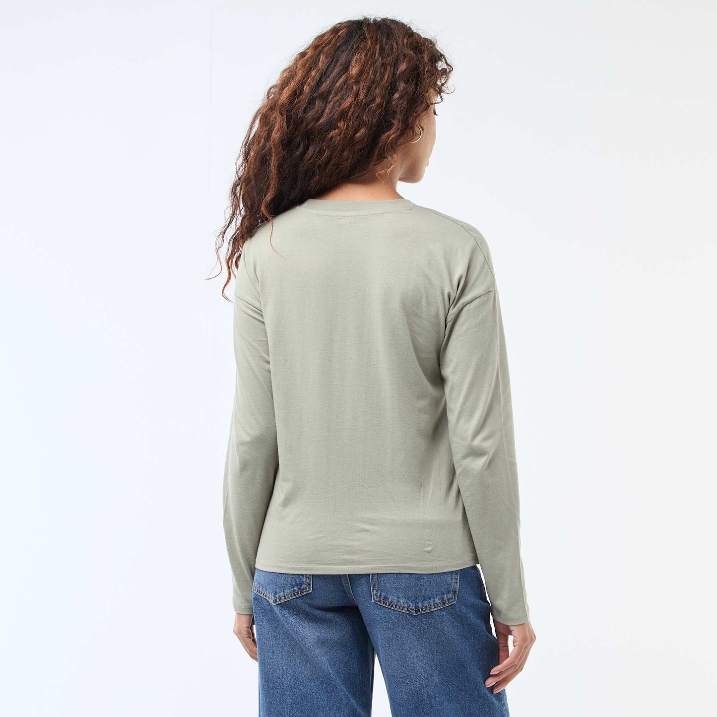 T-shirt à manches longue et col rond VERT