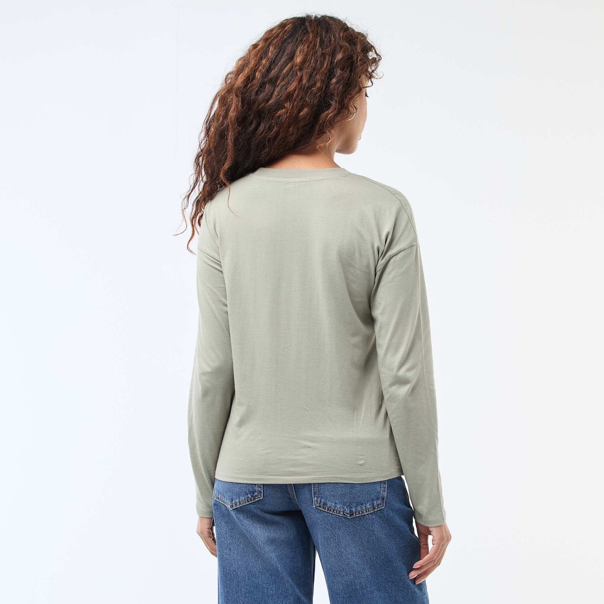T-shirt à manches longue et col rond VERT