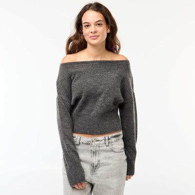 Pull col bardo en maille GRIS
