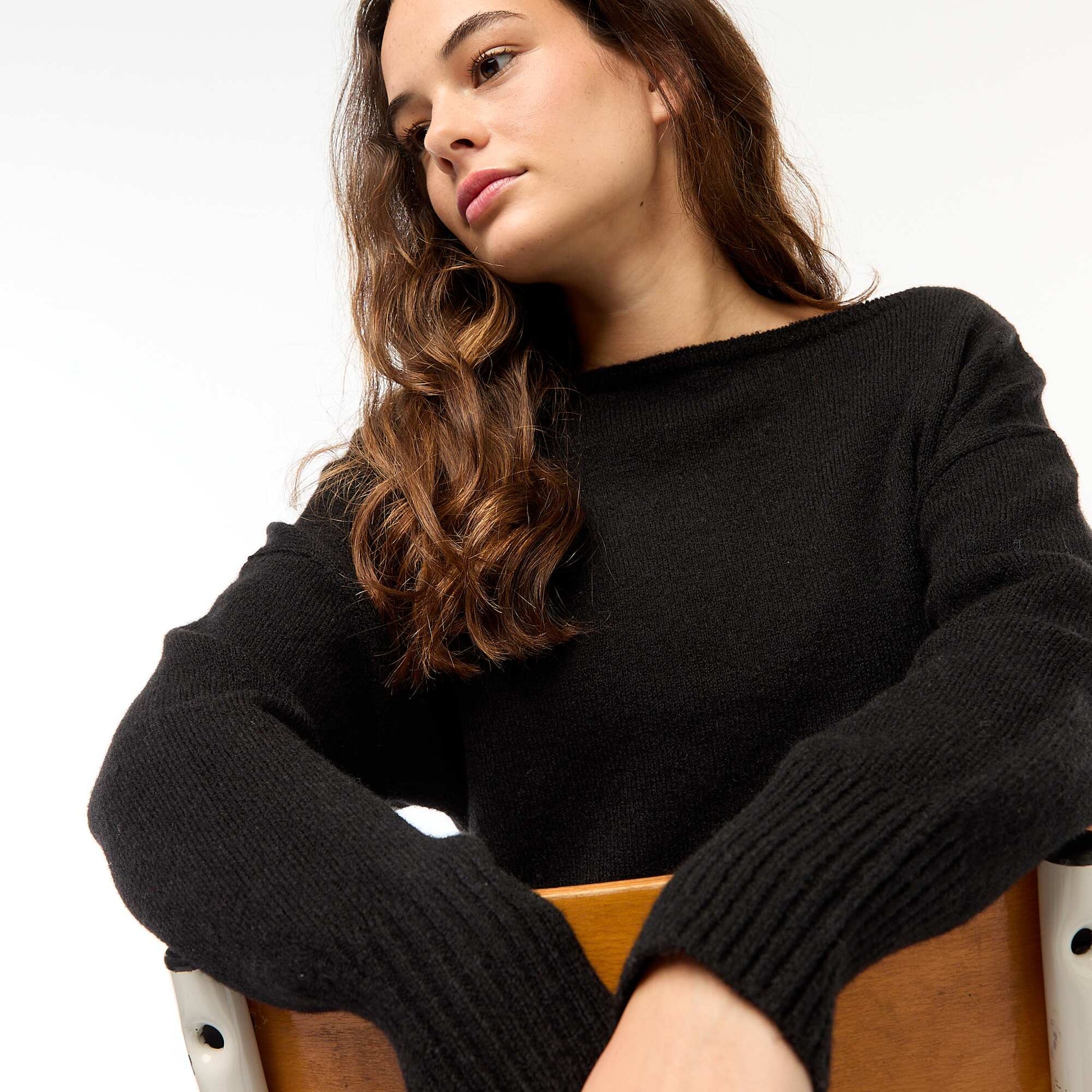 Pull col bardo en maille NOIR