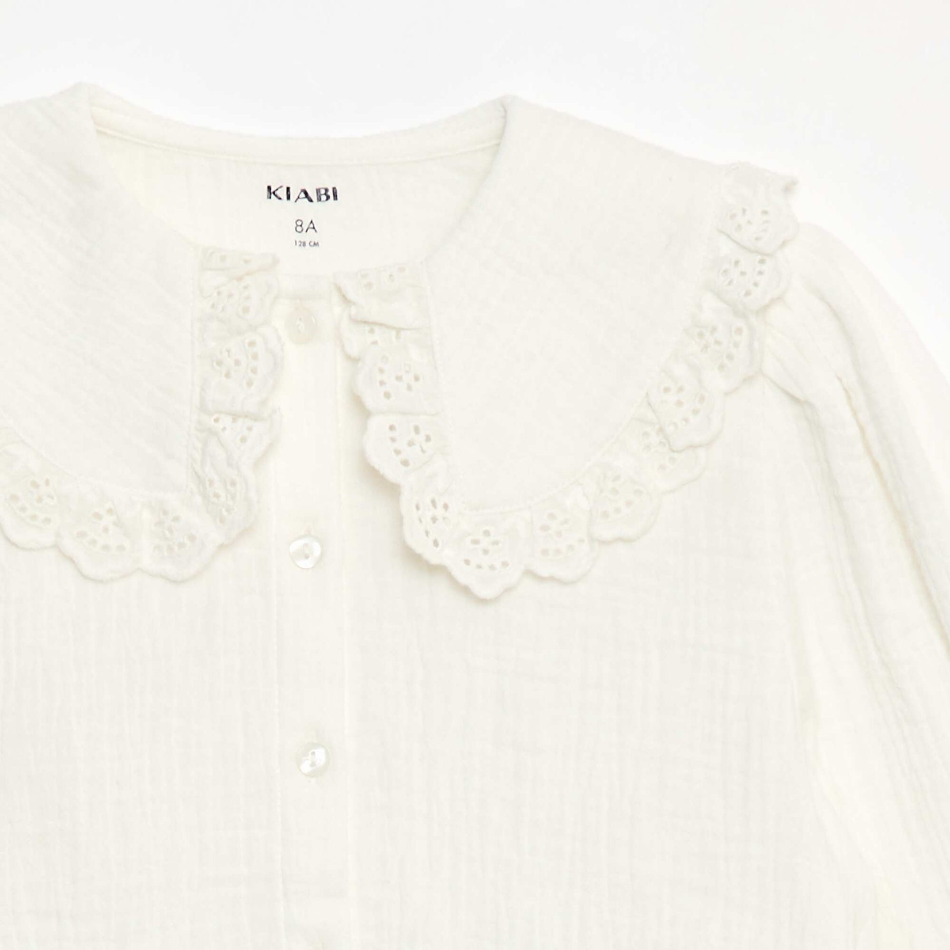 Blouse en double gaze de coton BLANC
