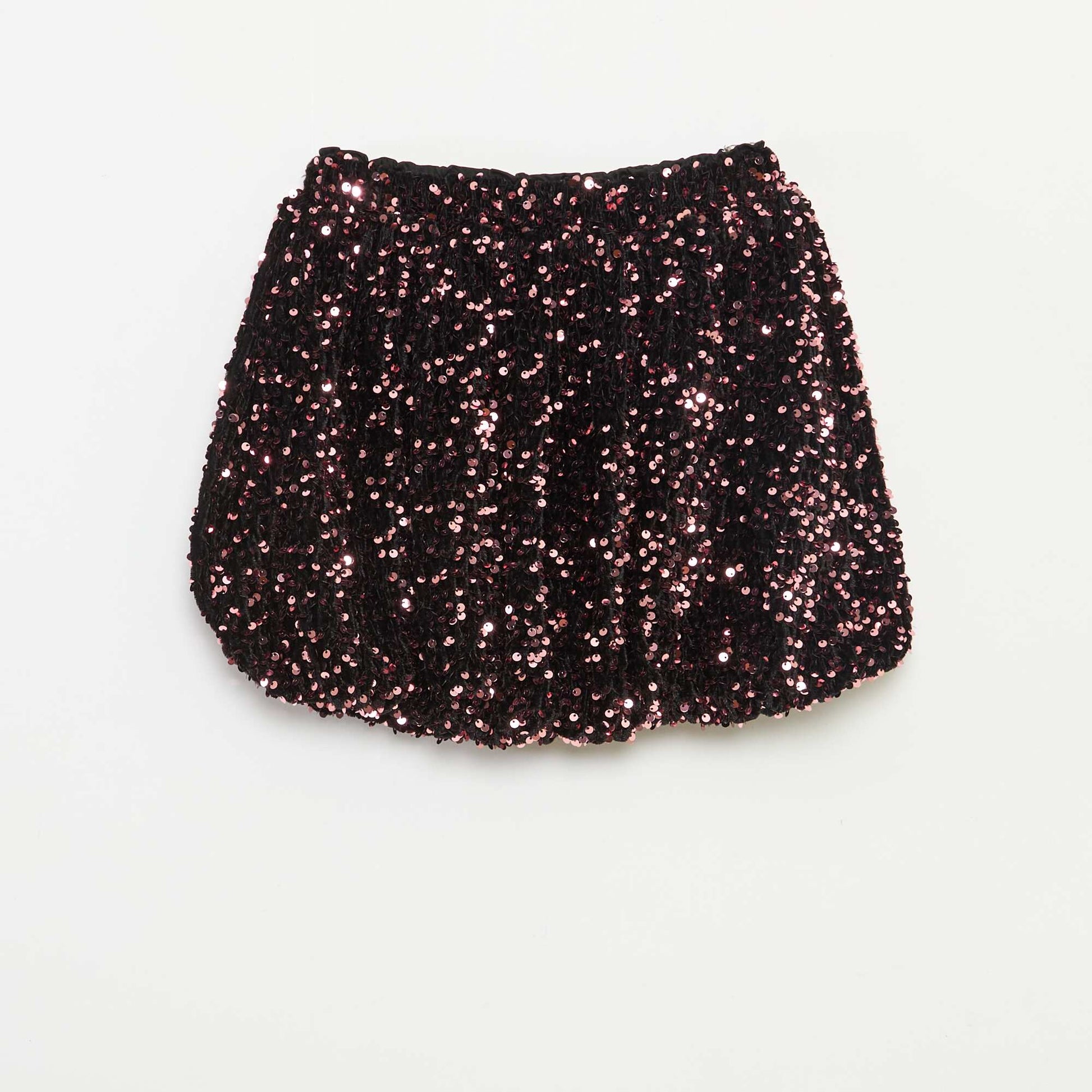 Jupe courte en sequins unie ROSE