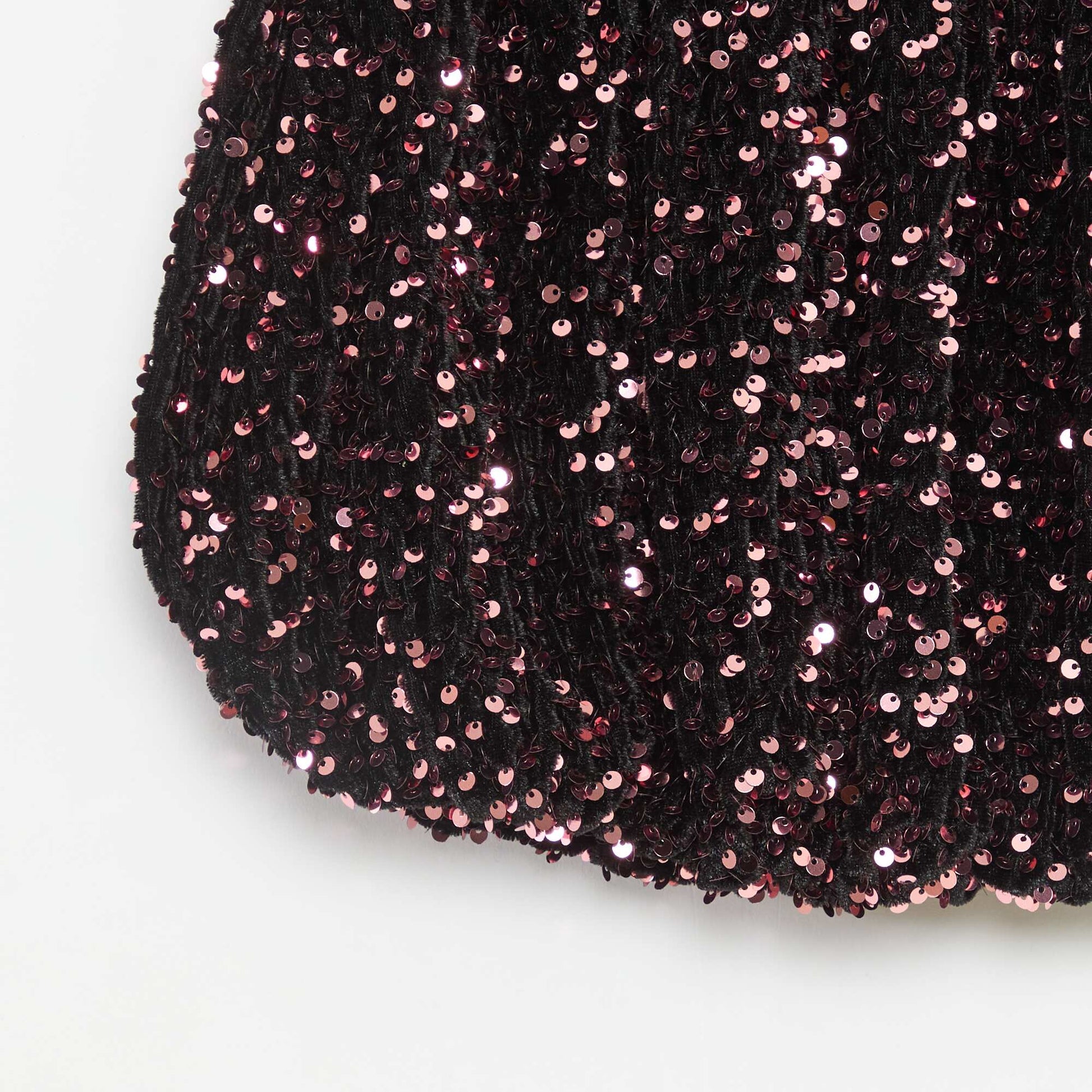 Jupe courte en sequins unie ROSE